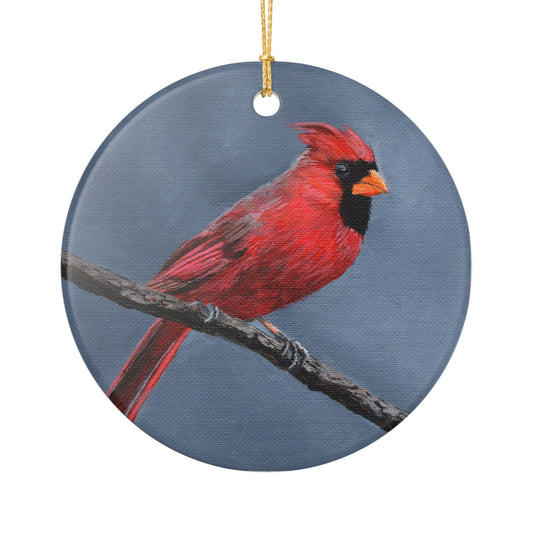 Cardinal Ceramic Ornament — Red Bird Holiday Decoration
