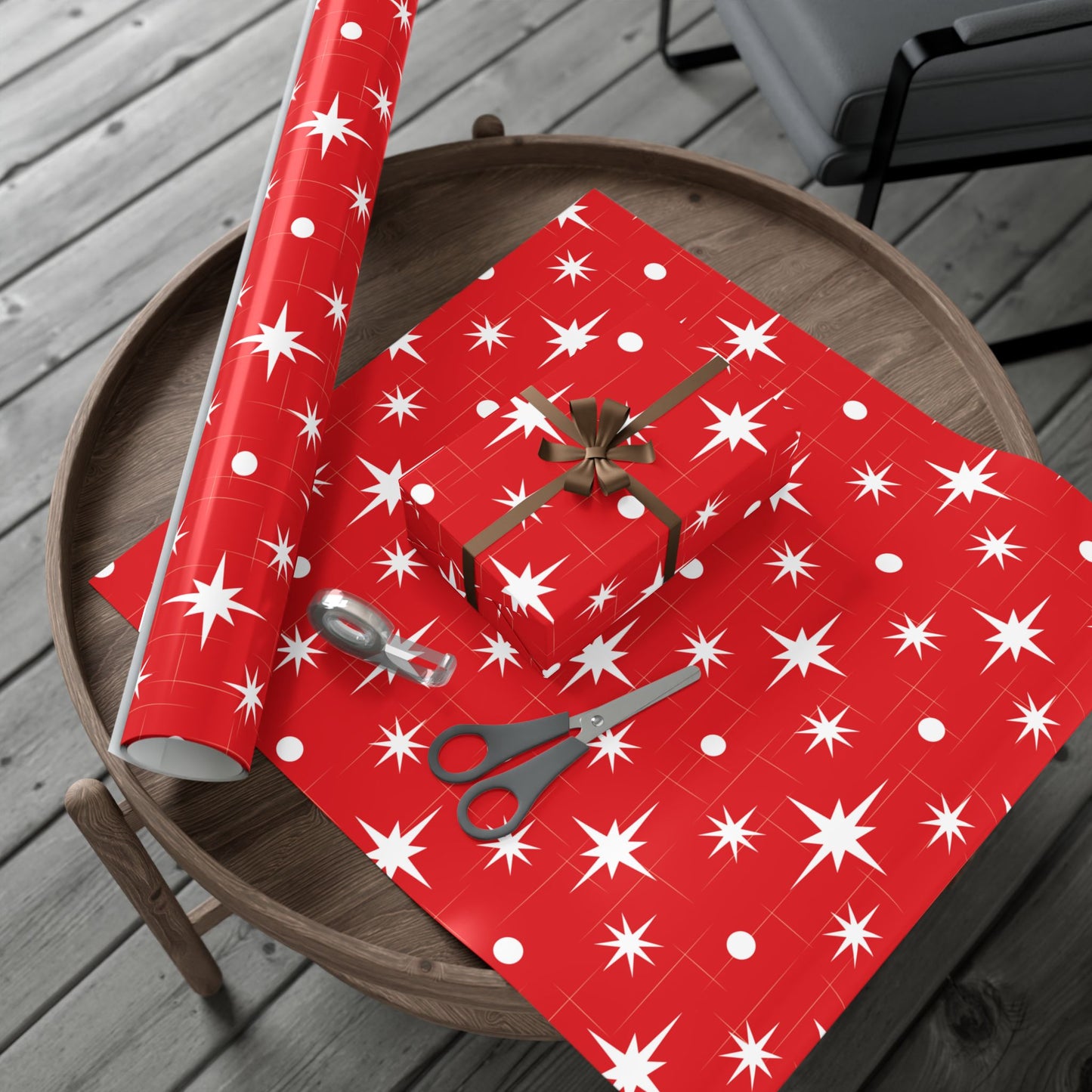 Christmas Star Red Gift Wrap Paper