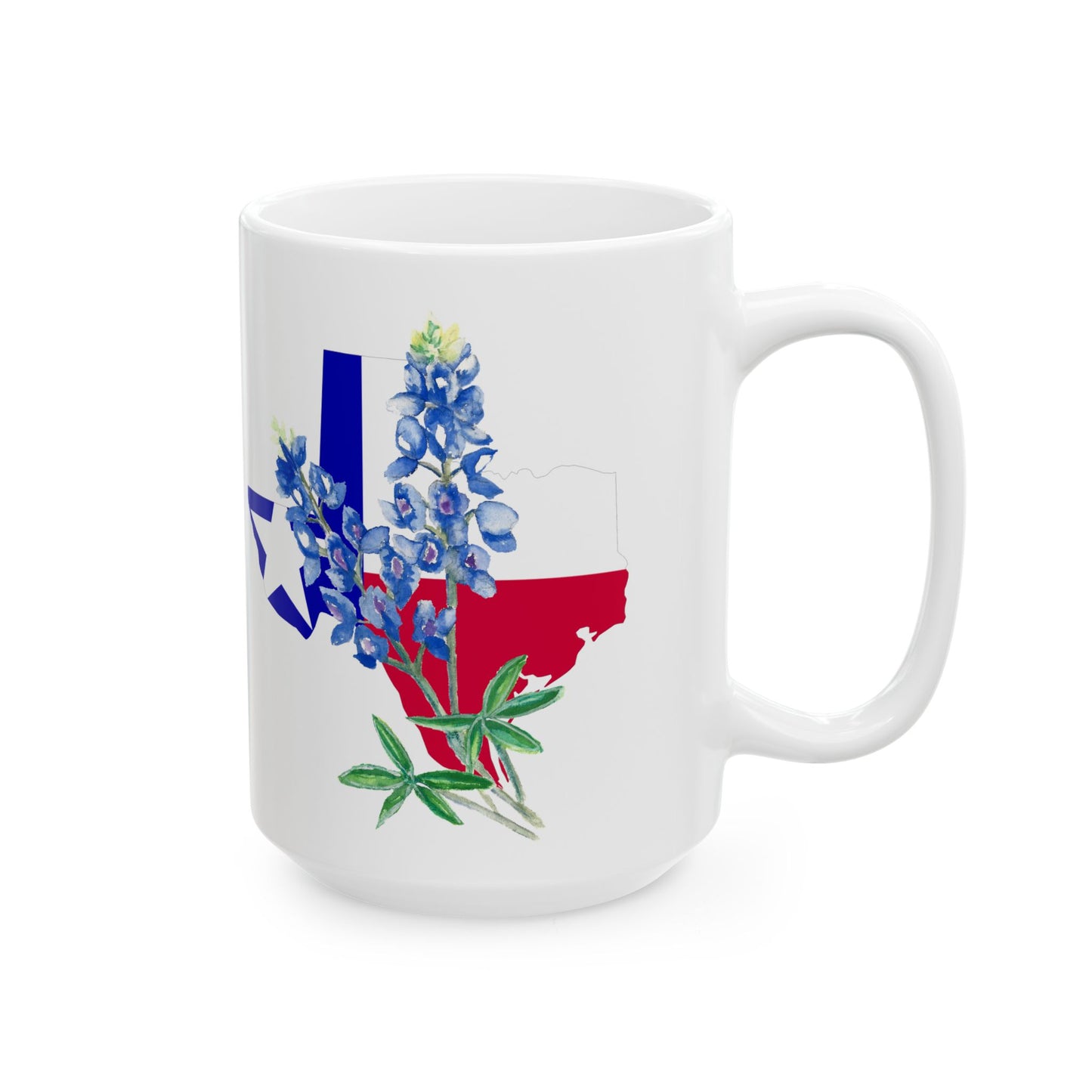 Texas Flag Floral Ceramic Mug — Bluebonnet State Pride Coffee Cup (11oz & 15oz)