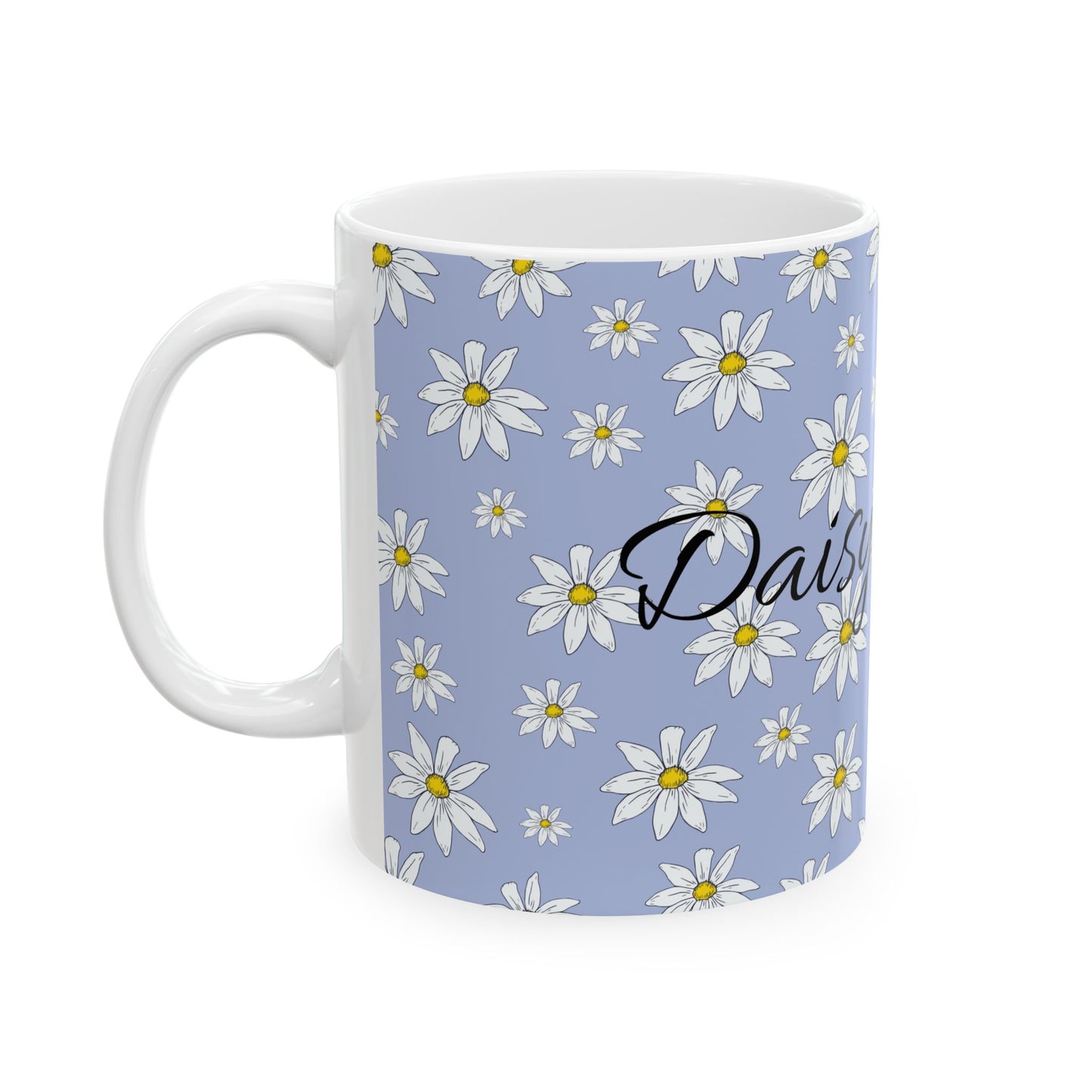 Daisy Pattern Ceramic Mug – Personalized Floral Coffee Cup (11oz & 15oz)