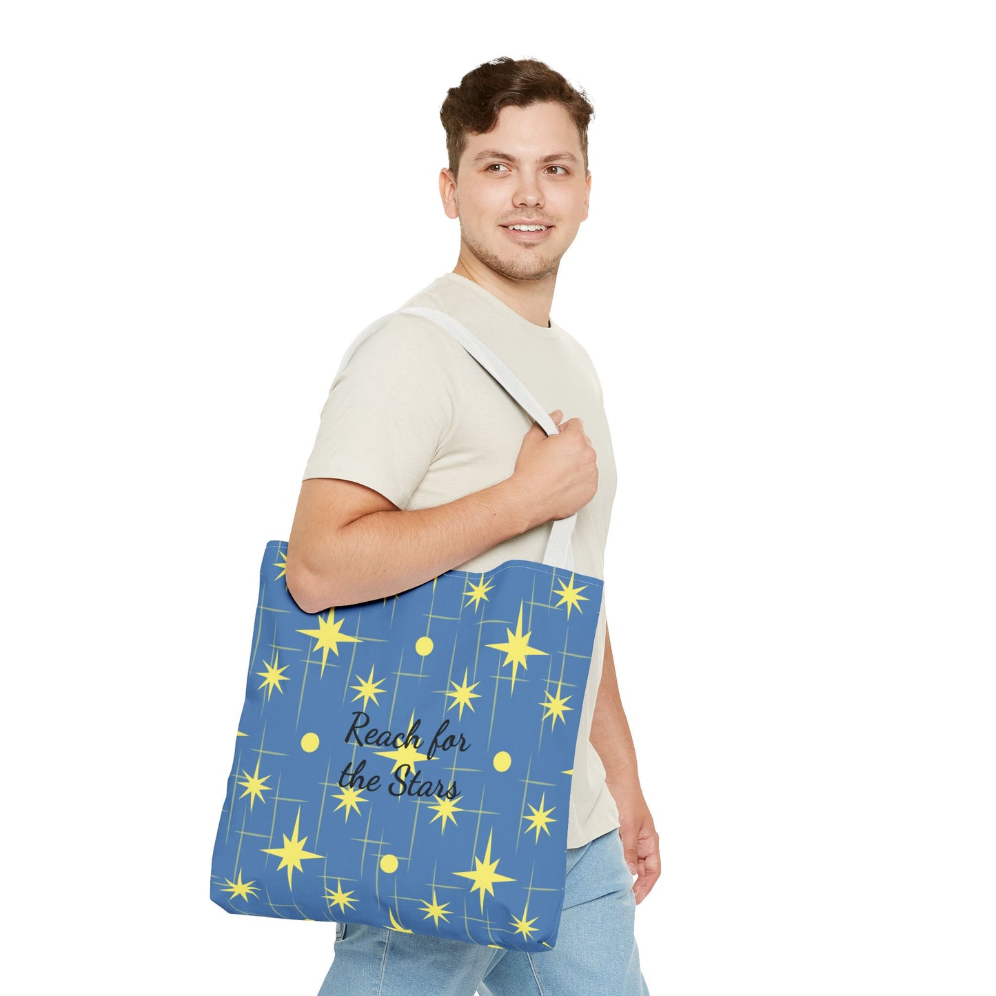 Reach for the Stars Tote Bag — Inspirational Star Pattern All-Over Print