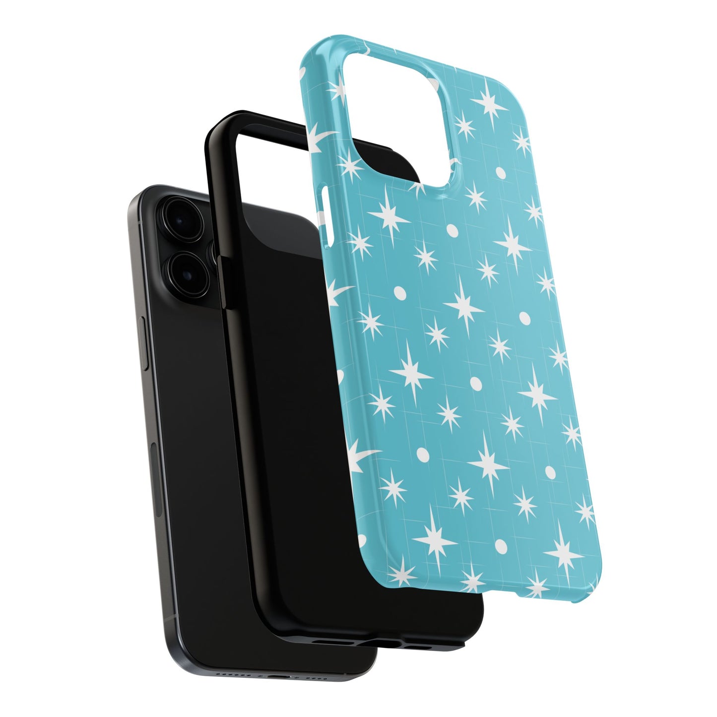 1950s Retro Star Pattern on Blue Tough iPhone Cases