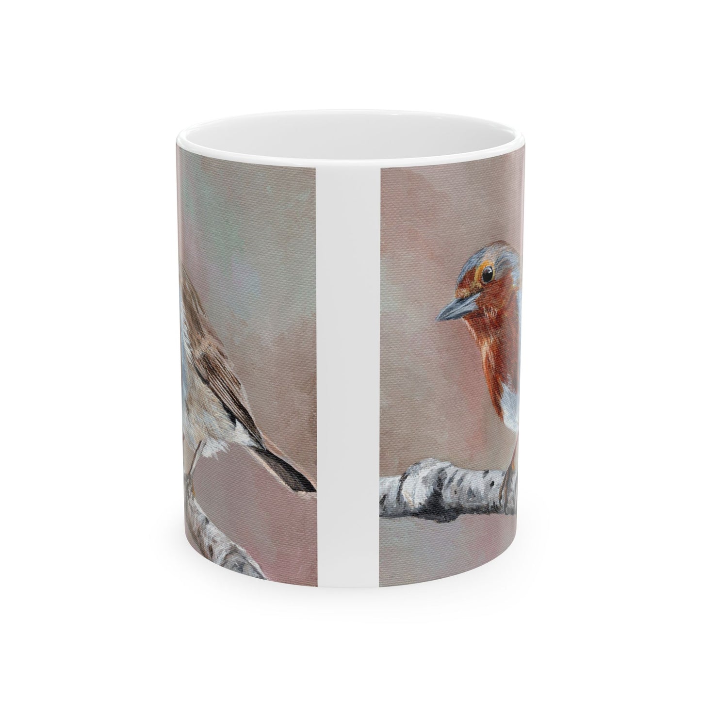 Robin Bird Ceramic Mug — Hand-Painted Style Songbird Coffee Cup (11oz & 15oz)