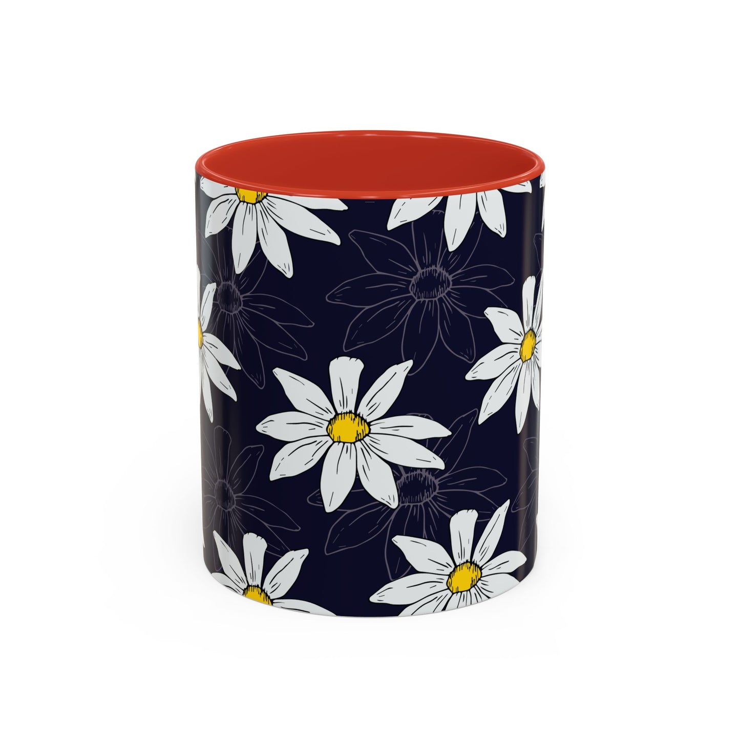 Daisies on Dark Blue Accent Coffee Mug (11, 15oz)