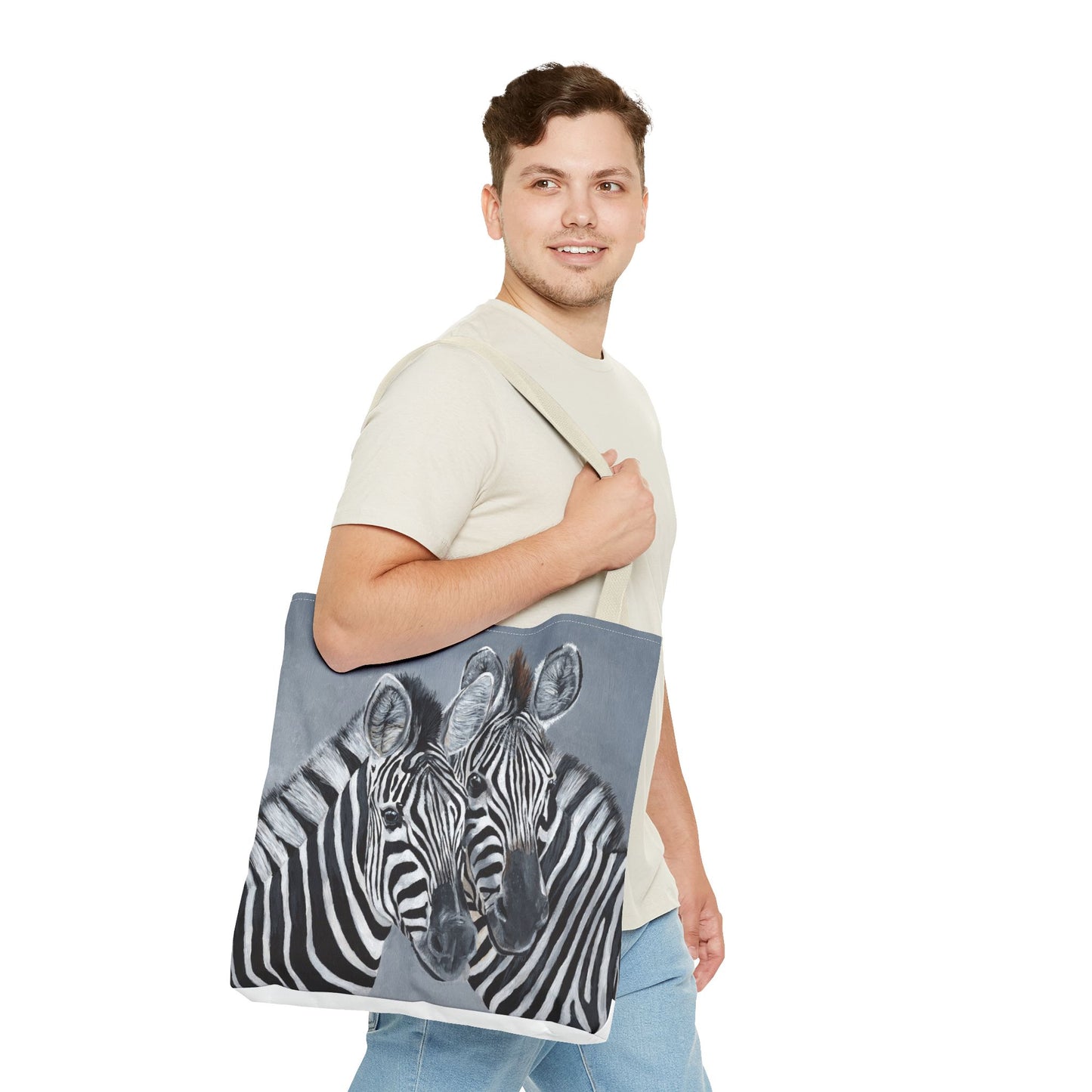 Zebra Pair Tote Bag — Artistic Black & White Animal Print Tote for Everyday Use