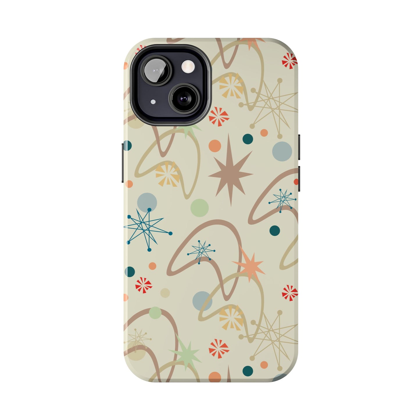 1950s Atomic Age Retro Pattern in Tan Tough iPhone Cases