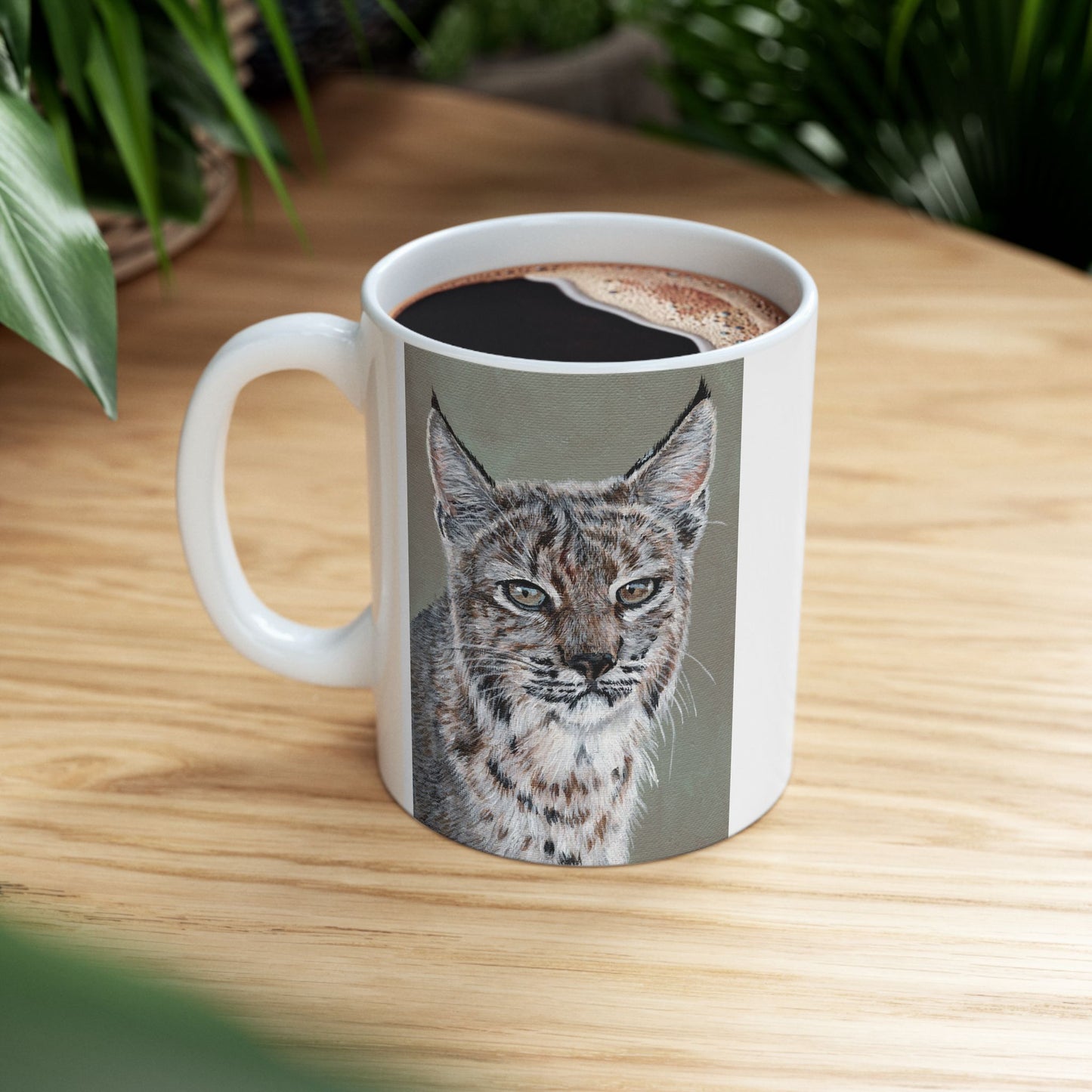 Lynx Portrait Ceramic Mug — Realistic Lynx Art, 11oz & 15oz