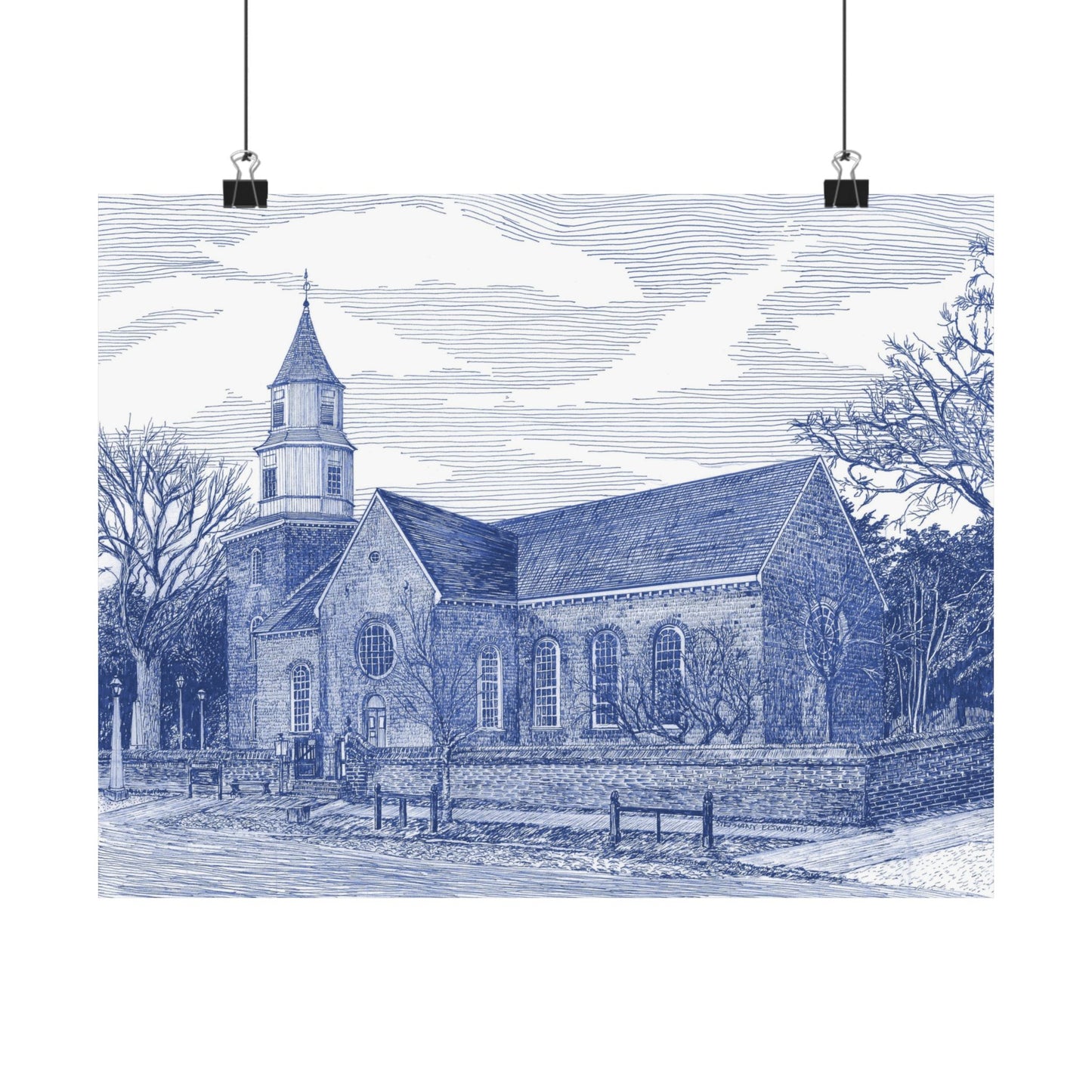 Colonial Williamsburg's Bruton Parish Church in Blue Matte Poster