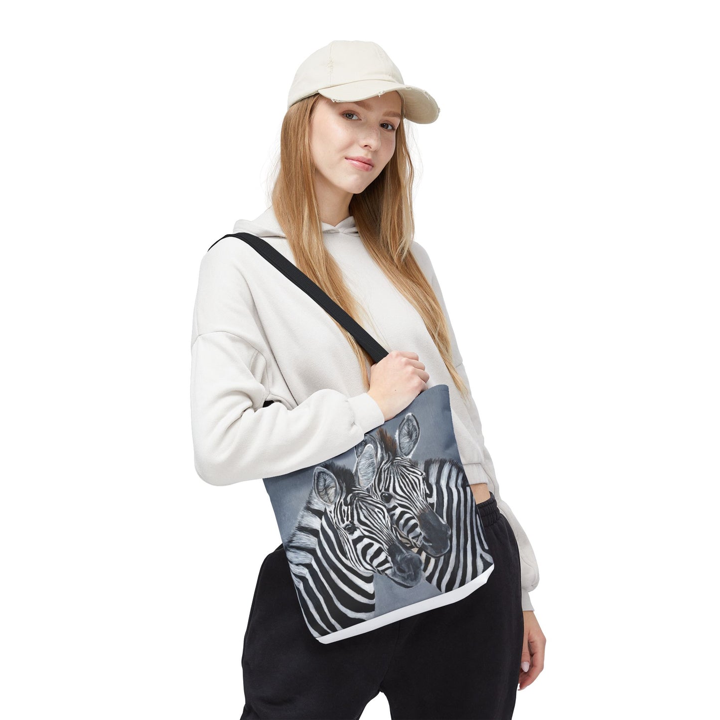 Zebra Pair Tote Bag — Artistic Black & White Animal Print Tote for Everyday Use
