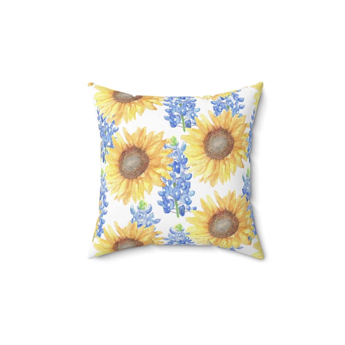 Sunflowers and Bluebonnets Spun Polyester Square Pillow