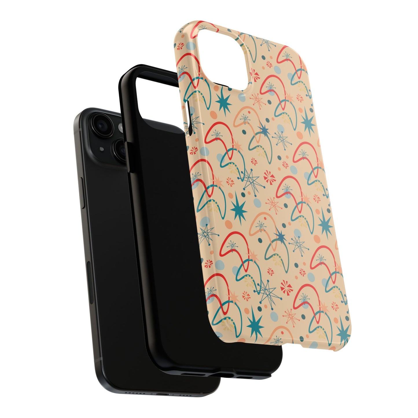 1950s Atomic Age Retro Pattern in Beige Tough iPhone Case