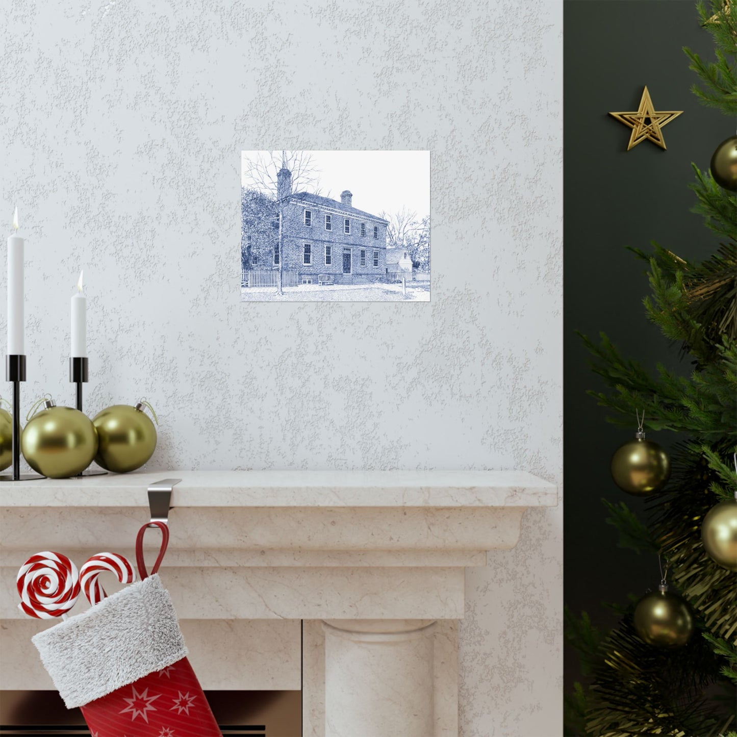 Colonial Williamsburg's Wythe House in Blue Poster — Matte Horizontal Architectural Print