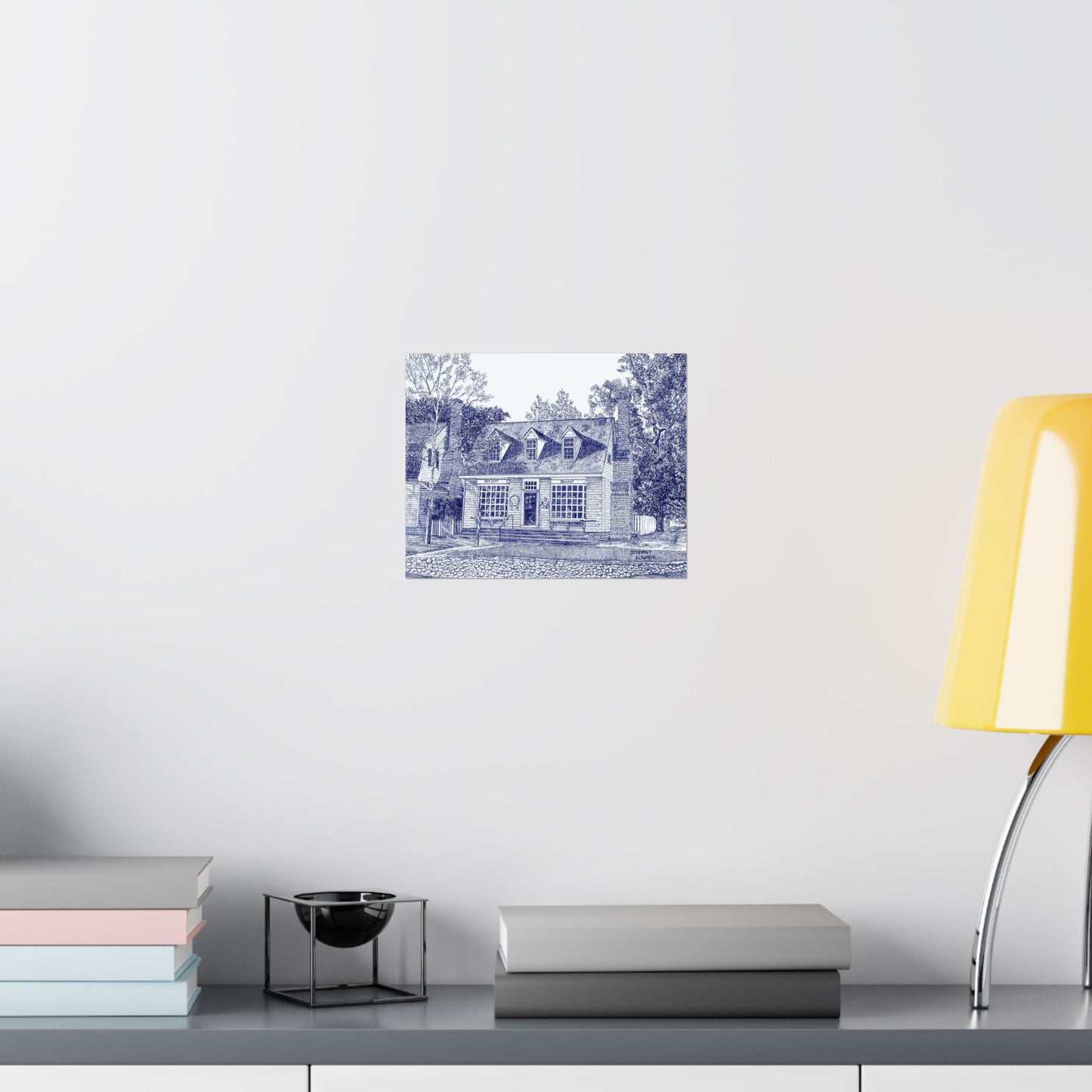 Colonial Williamsurg's William Pitt Shop in Blue Poster — Matte Horizontal Architectural Print