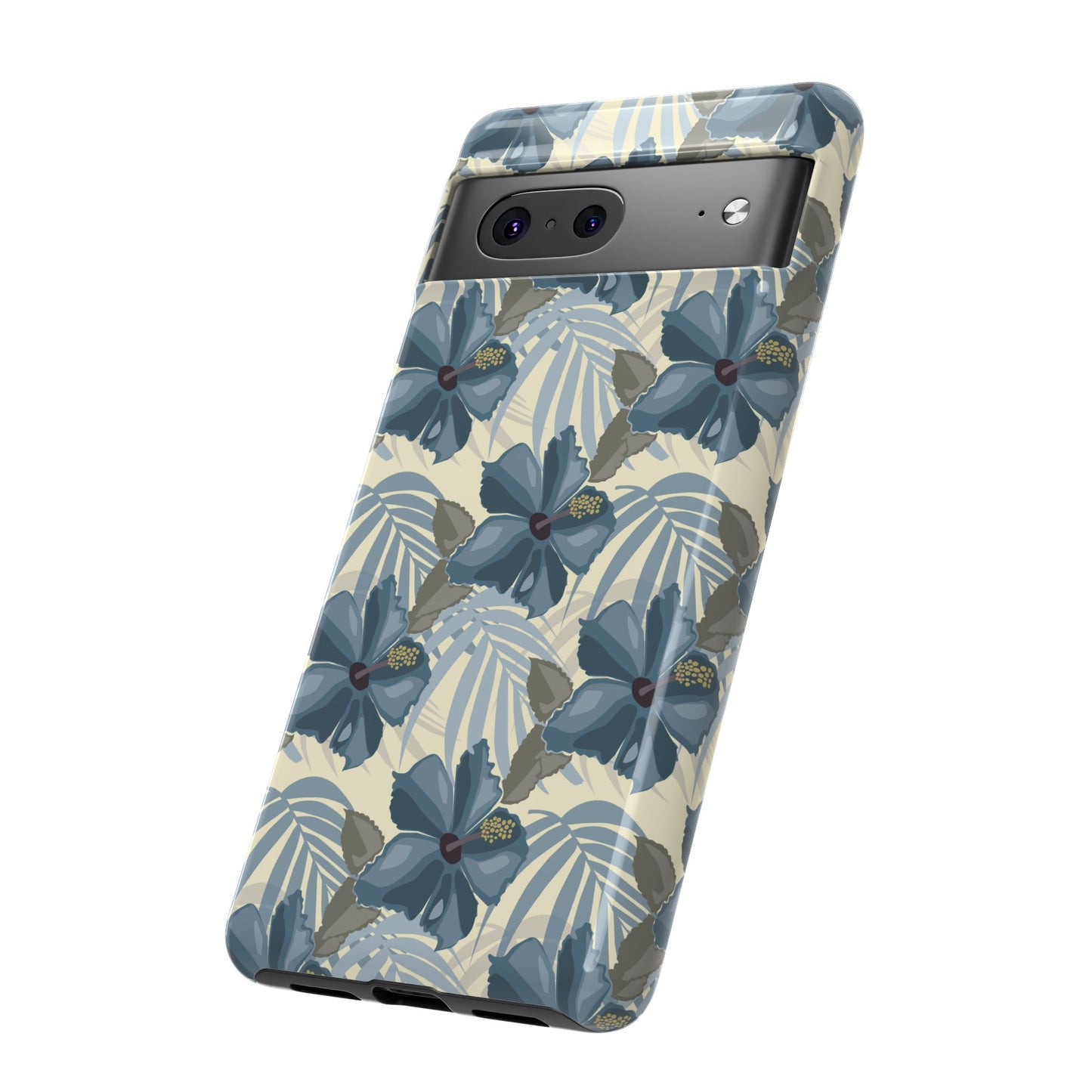 Blue Hibiscus in Earth Tones Tough Phone Cases