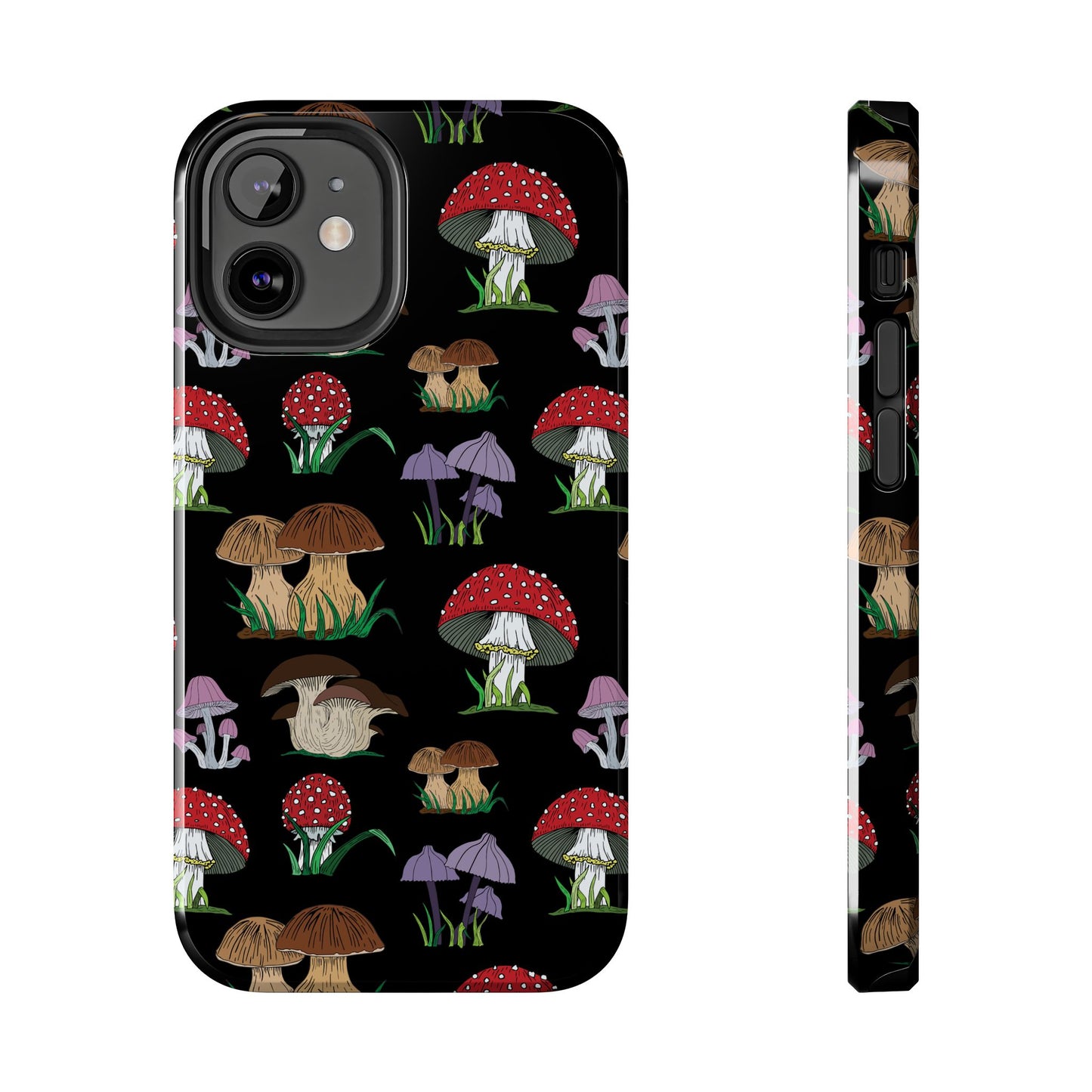 Mushroom Pattern on Black Tough iPhone Cases