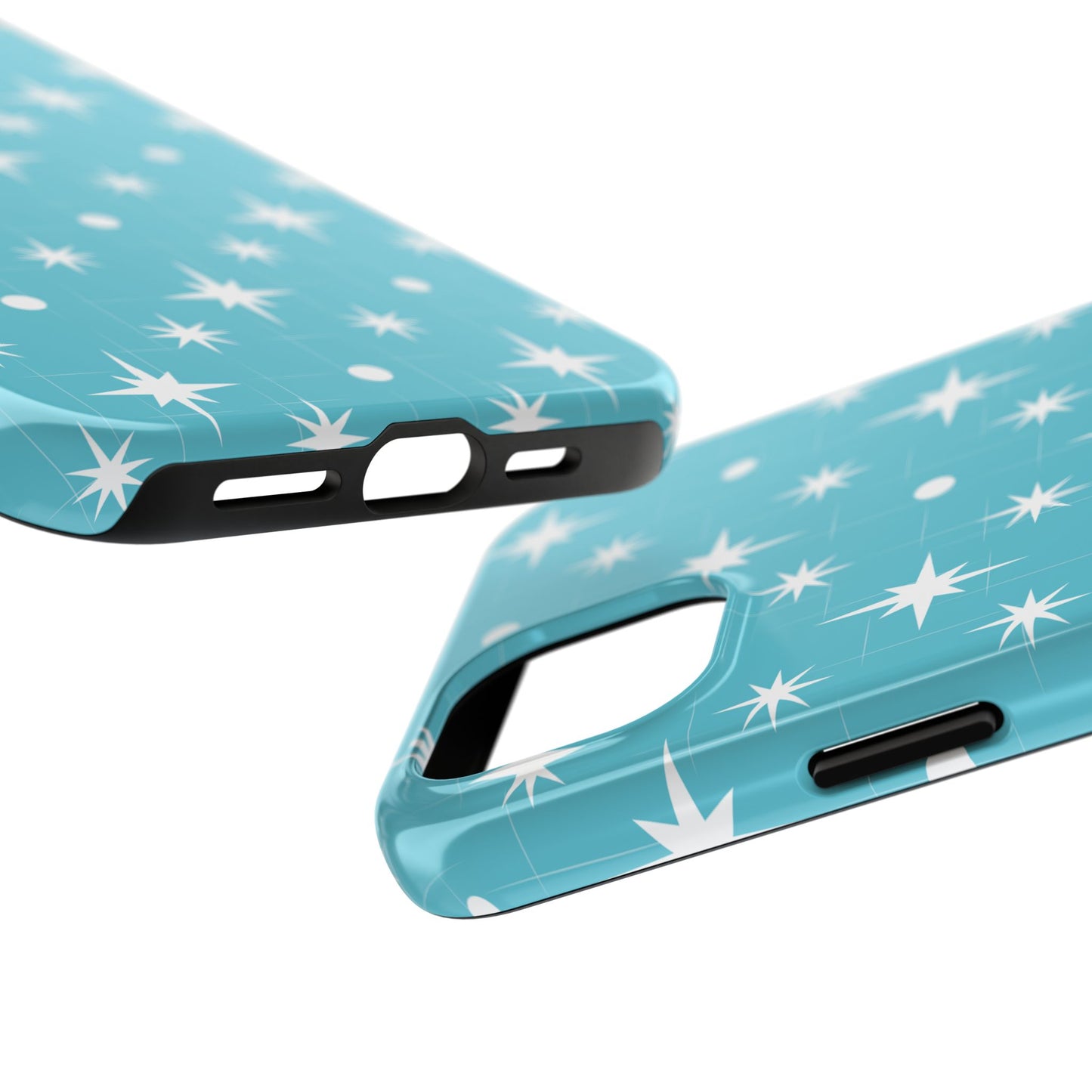 1950s Retro Star Pattern on Blue Tough iPhone Cases