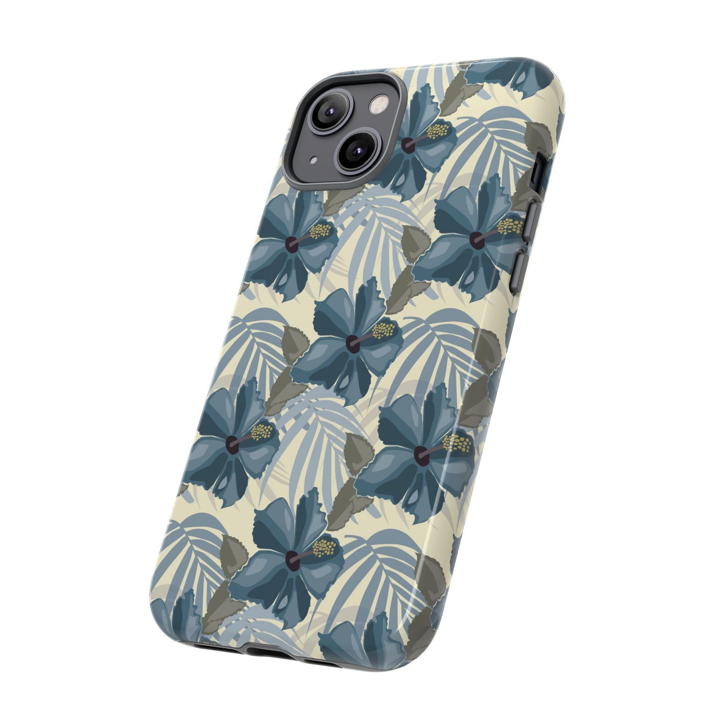 Blue Hibiscus in Earth Tones Tough Phone Cases