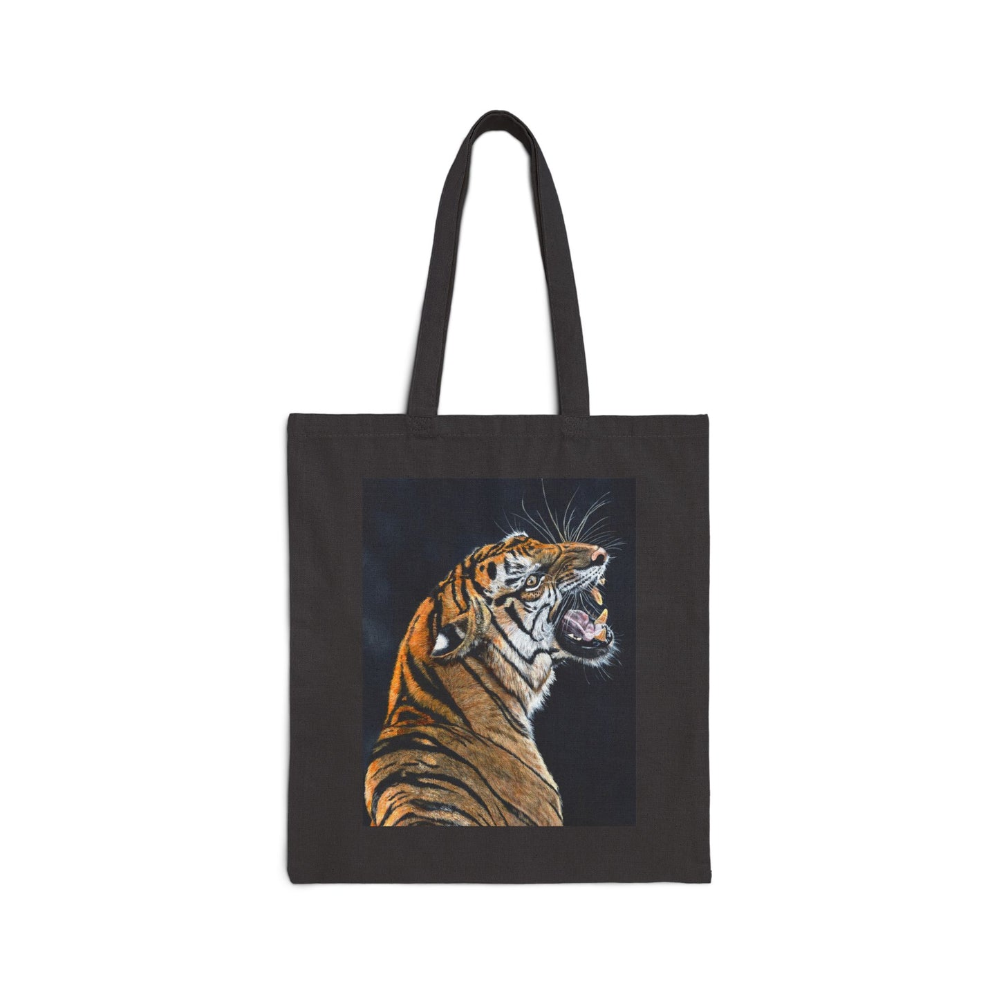 Roaring Tiger Canvas Tote Bag — Eco-Friendly Animal Art Shopper