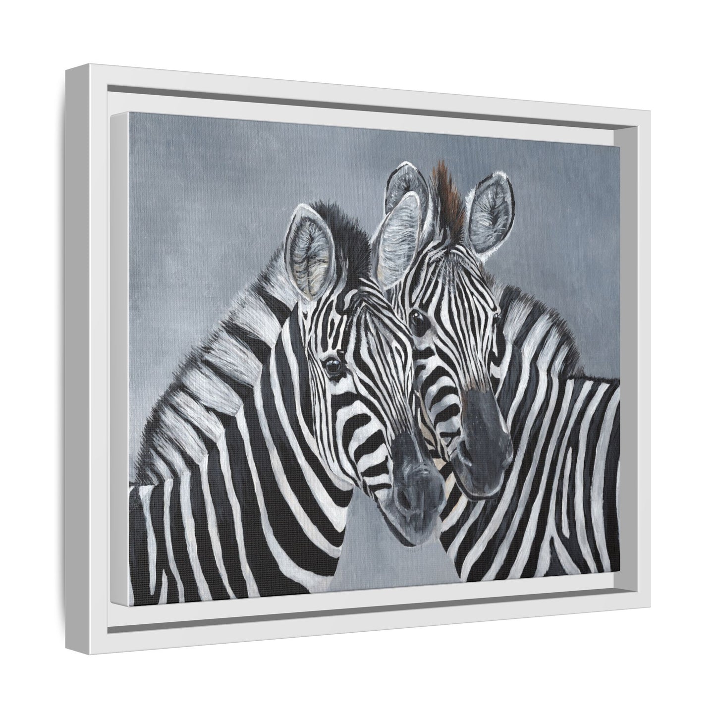 Framed Zebra Canvas Art – Matte Multi-Color Wildlife Print