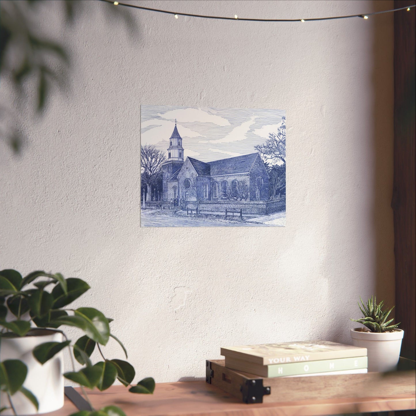 Colonial Williamsburg's Bruton Parish Church in Blue Matte Poster