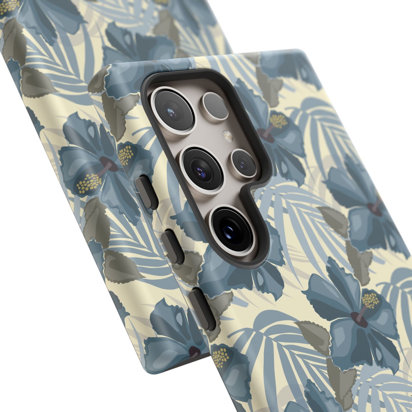 Blue Hibiscus in Earth Tones Tough Phone Cases