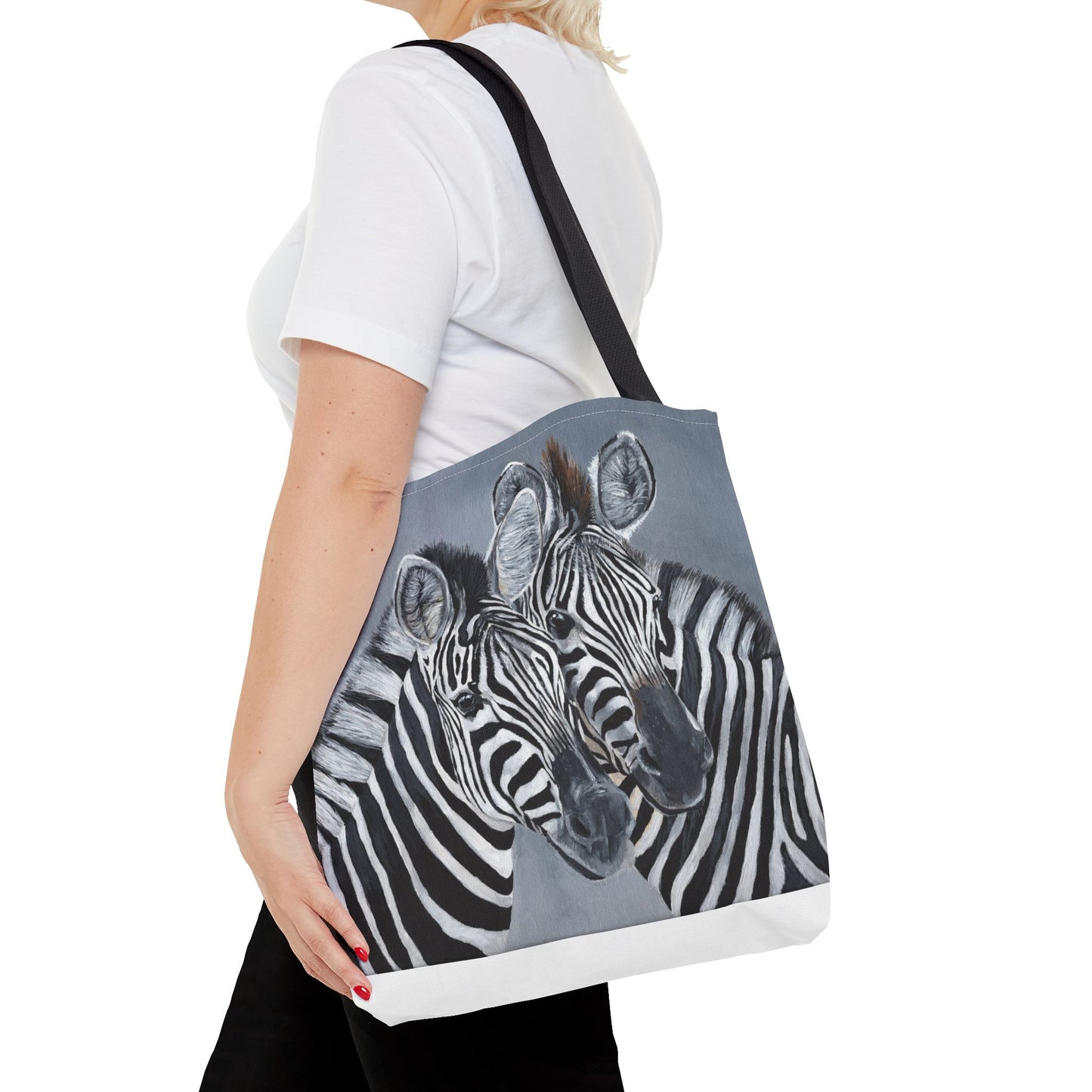 Zebra Pair Tote Bag — Artistic Black & White Animal Print Tote for Everyday Use