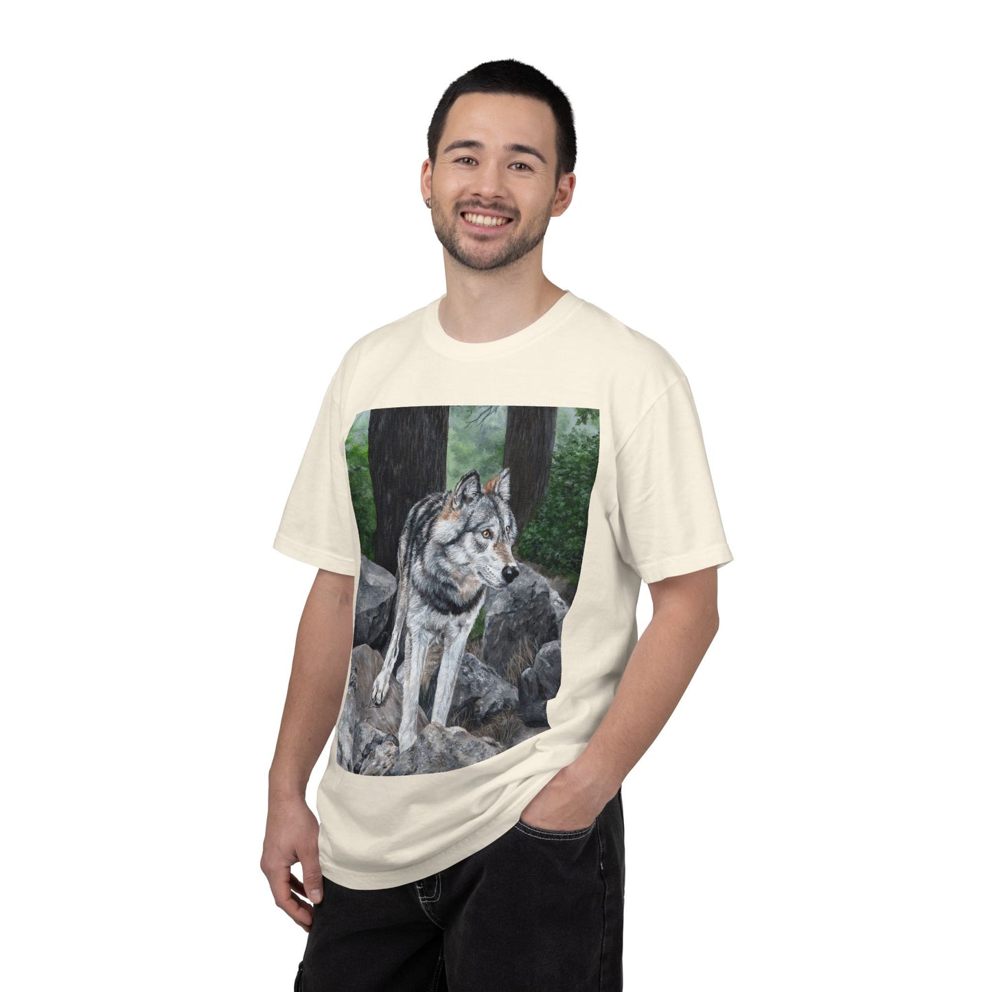 Wolf Portrait T‑Shirt — Realistic Forest Wolf Graphic Tee