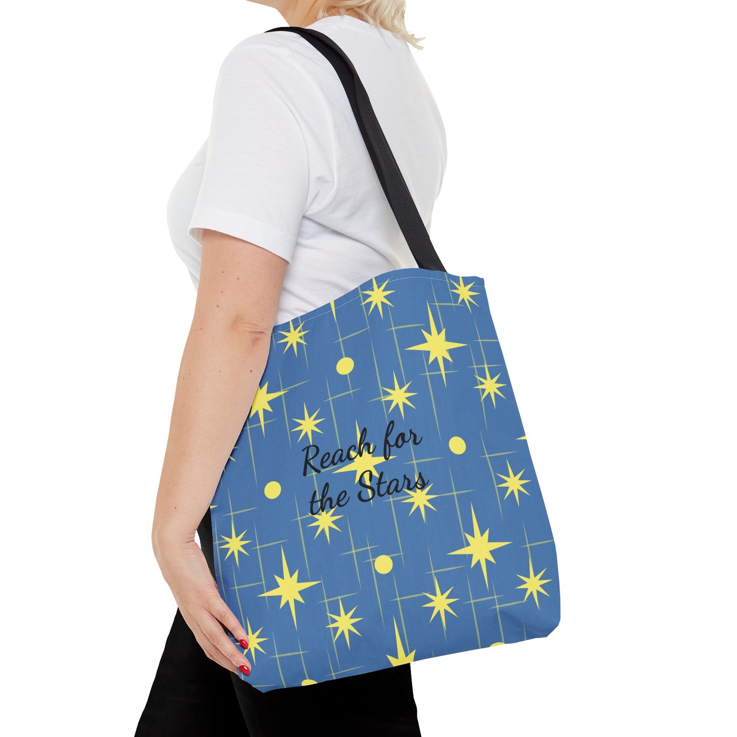 Reach for the Stars Tote Bag — Inspirational Star Pattern All-Over Print