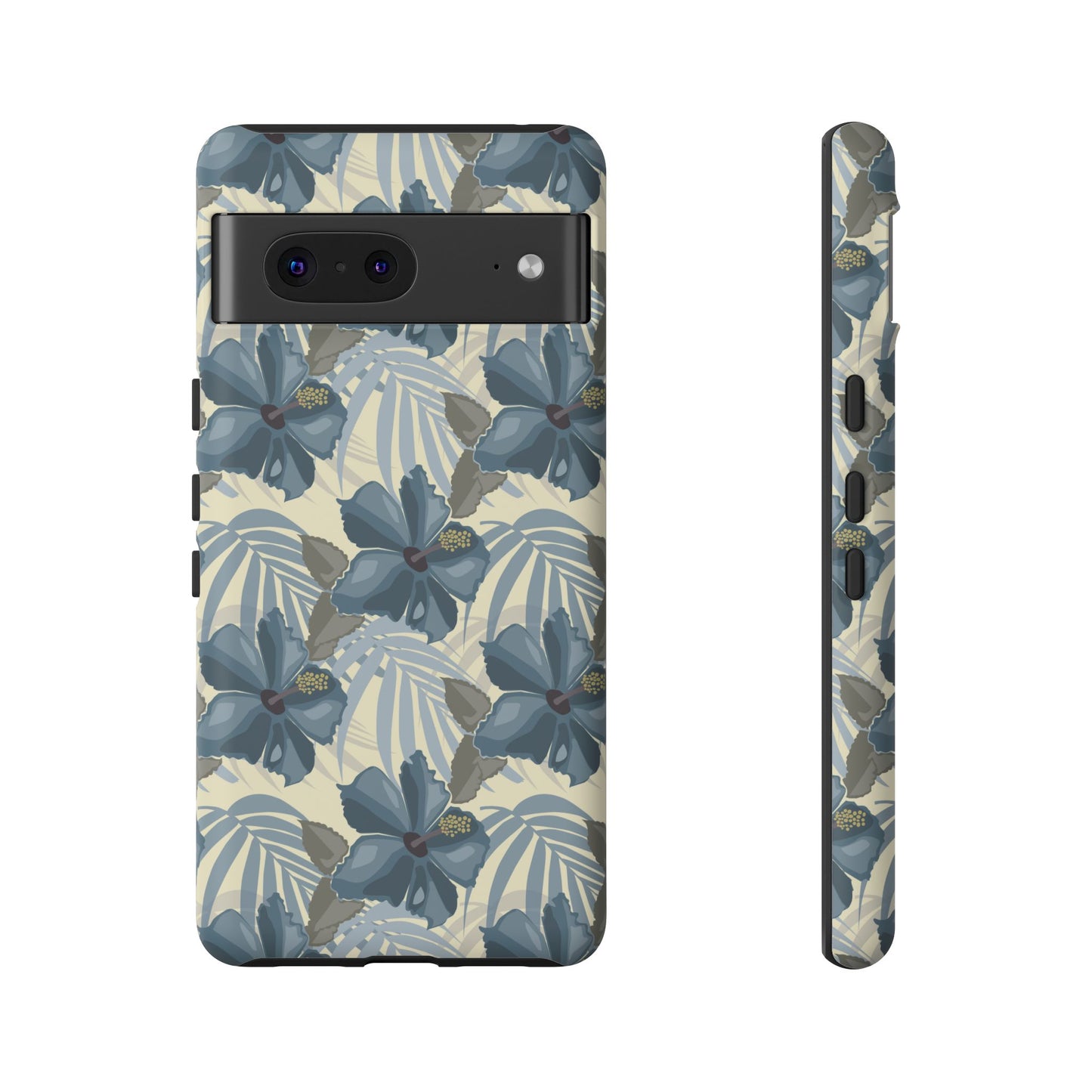 Blue Hibiscus in Earth Tones Tough Phone Cases