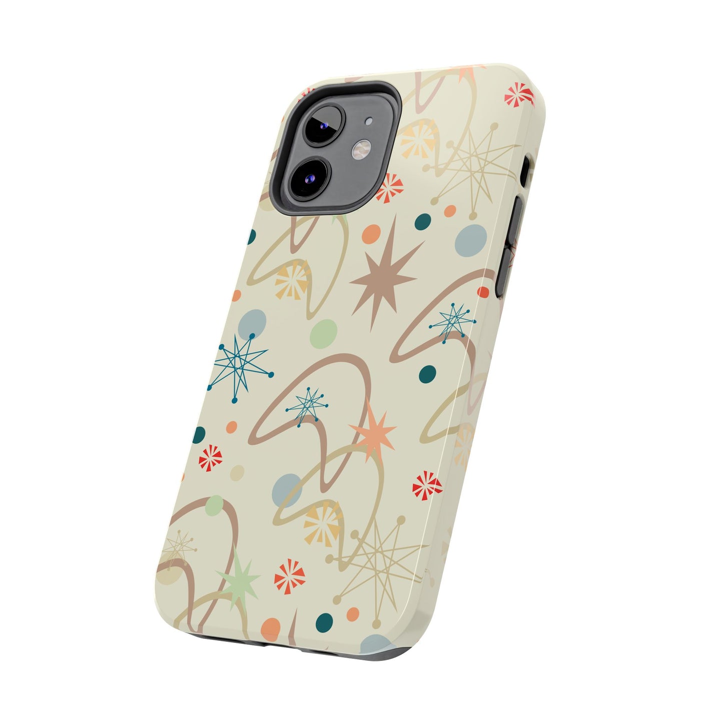 1950s Atomic Age Retro Pattern in Tan Tough iPhone Cases