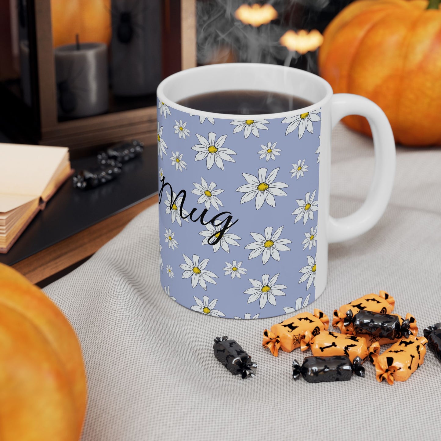 Daisy Pattern Ceramic Mug – Personalized Floral Coffee Cup (11oz & 15oz)