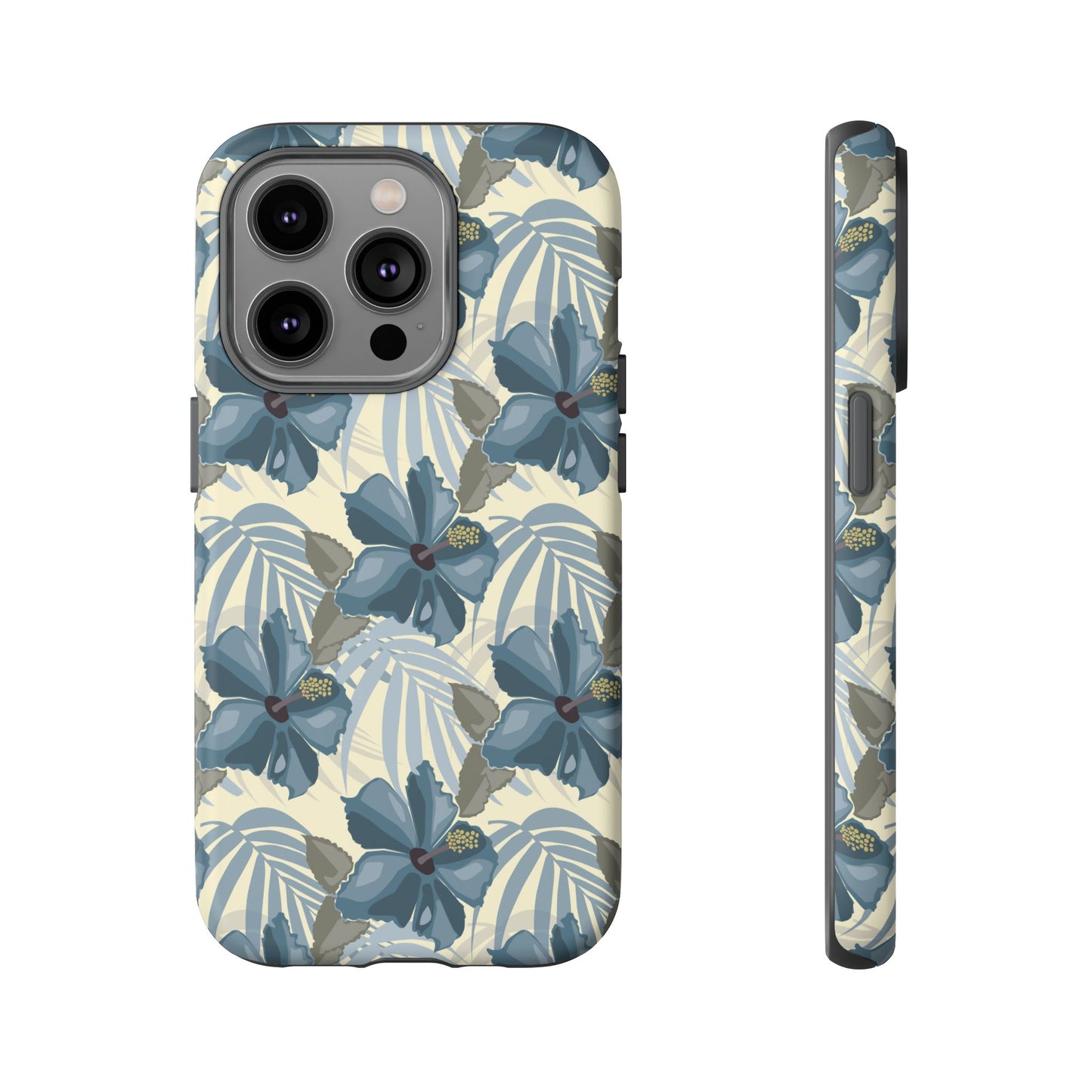 Blue Hibiscus in Earth Tones Tough Phone Cases