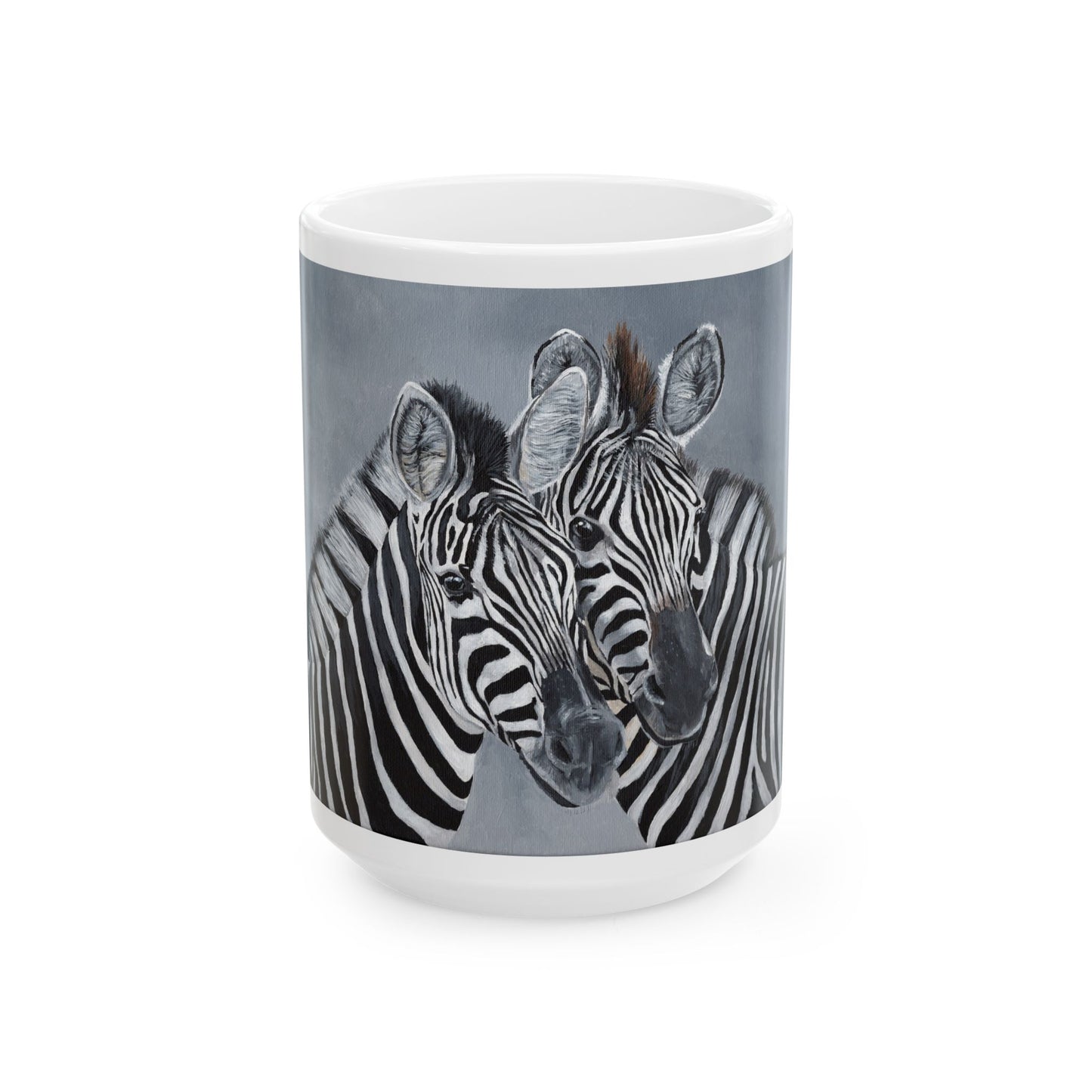 Zebra Pair Ceramic Mug — Black & White Animal Art Coffee Cup (11oz, 15oz)