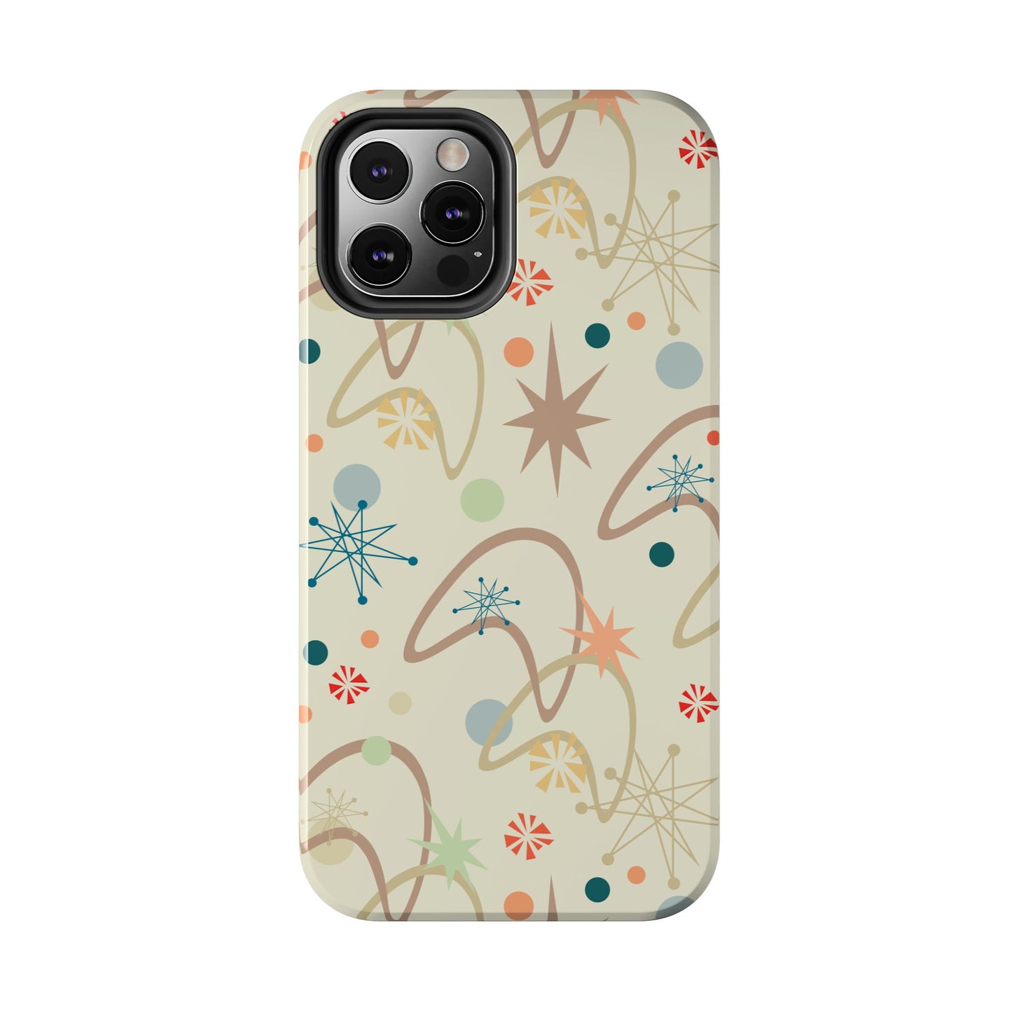 1950s Atomic Age Retro Pattern in Tan Tough iPhone Cases