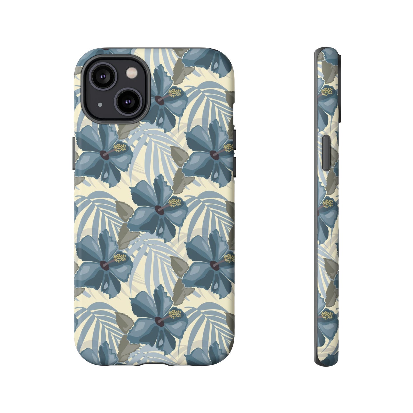 Blue Hibiscus in Earth Tones Tough Phone Cases