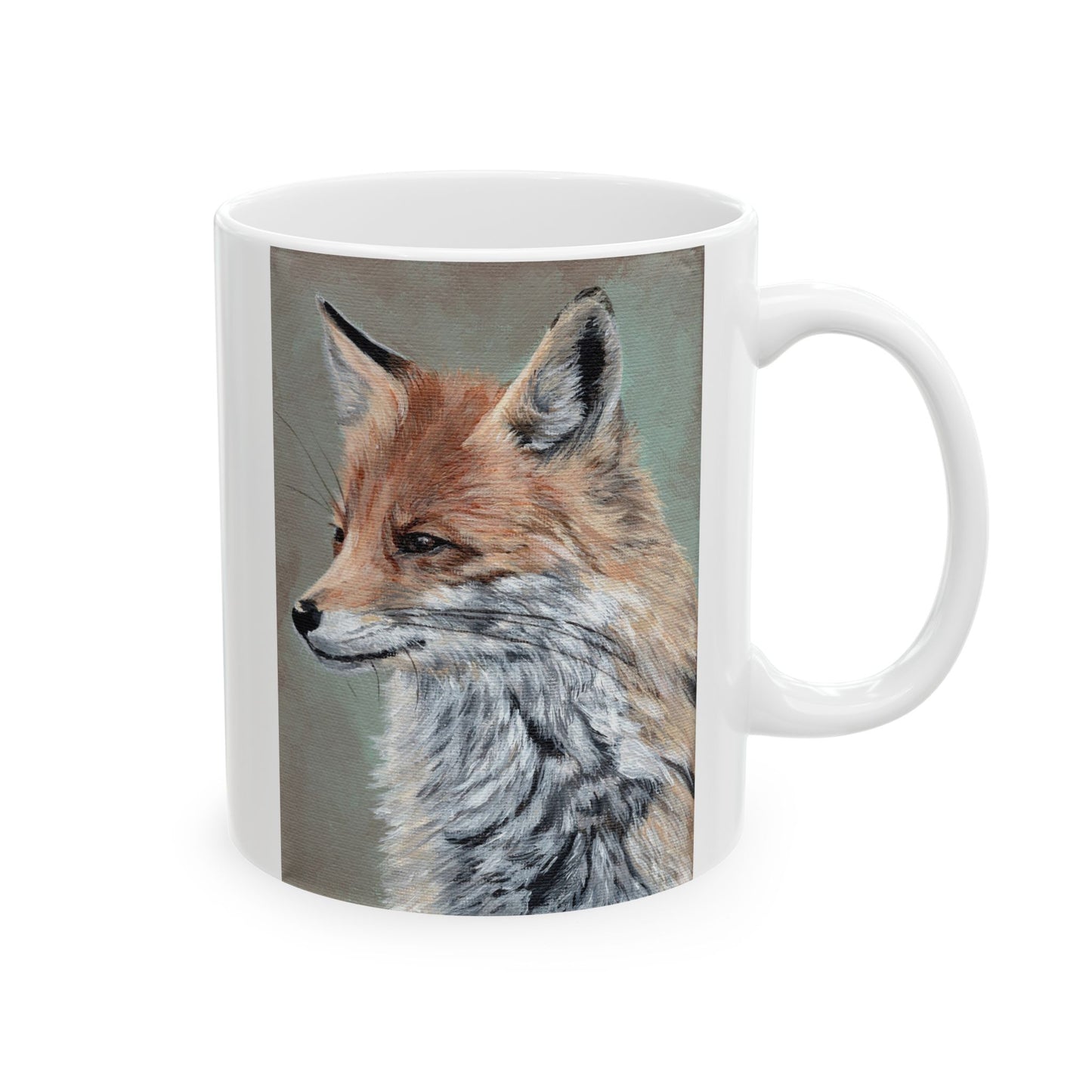 Fox Portrait Ceramic Mug — Rustic Wildlife Coffee Cup (11oz & 15oz)