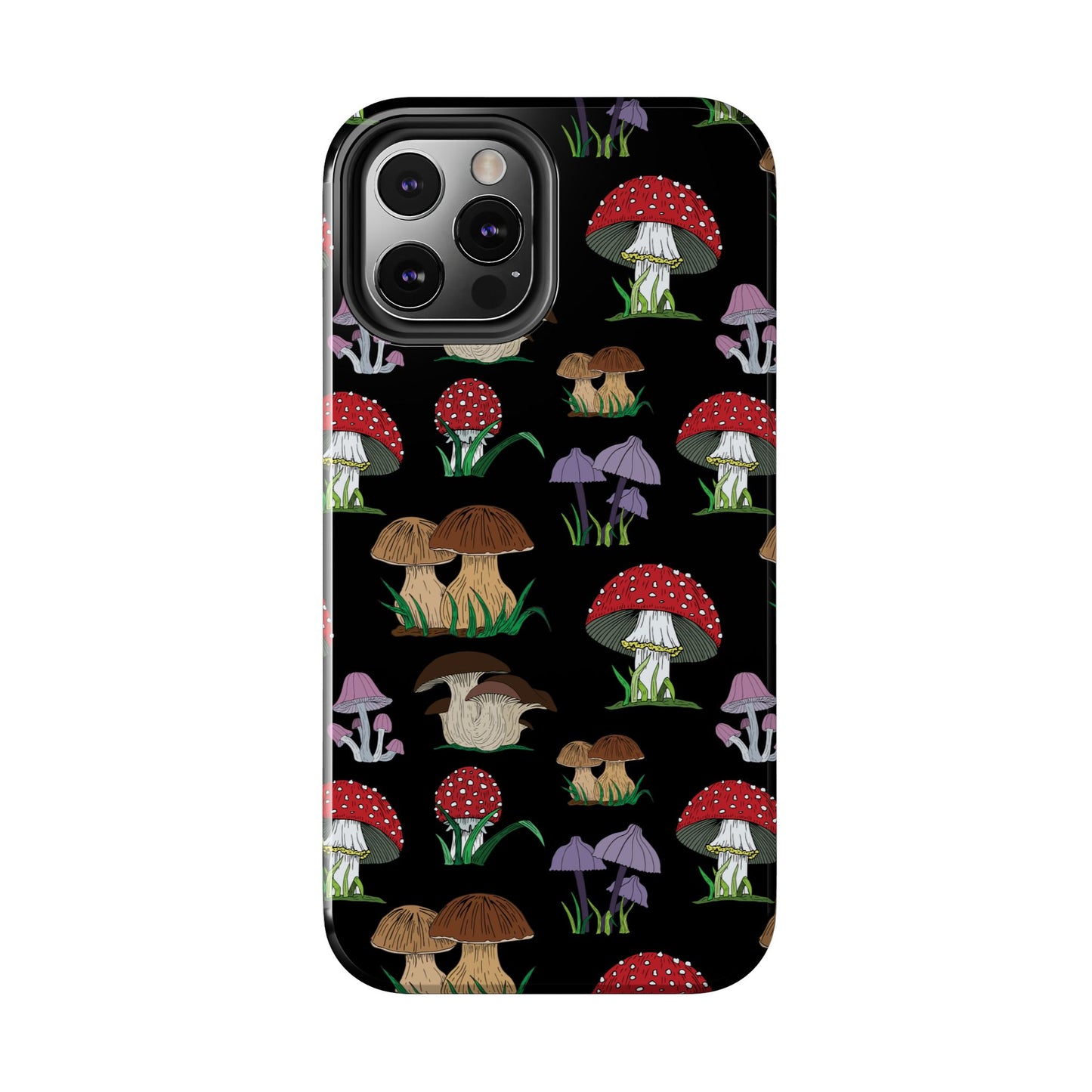 Mushroom Pattern on Black Tough iPhone Cases