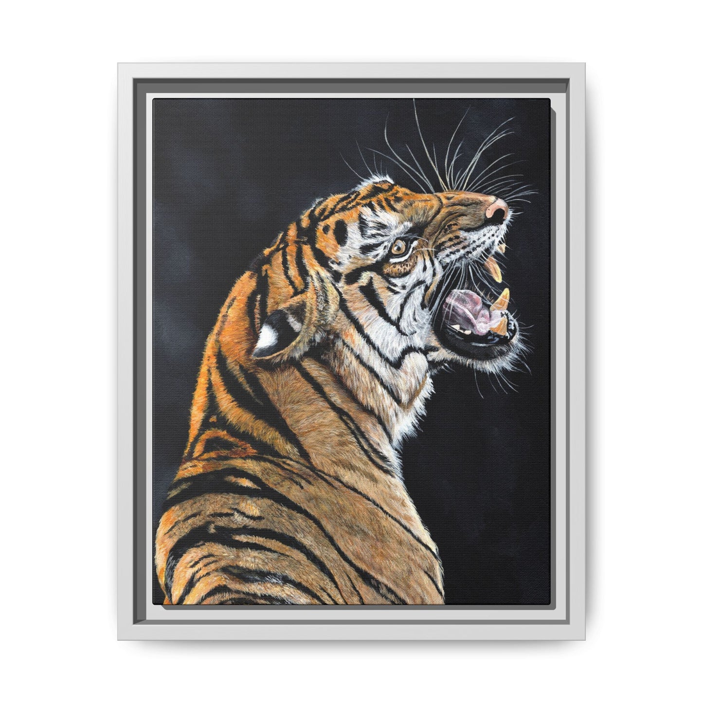 Roaring Tiger Matte Canvas Framed Wall Art