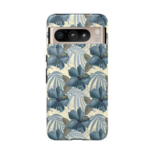 Blue Hibiscus in Earth Tones Tough Phone Cases