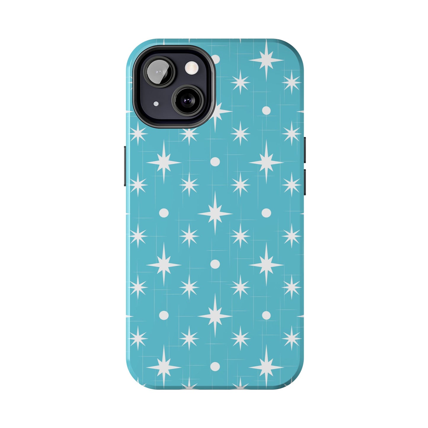 1950s Retro Star Pattern on Blue Tough iPhone Cases