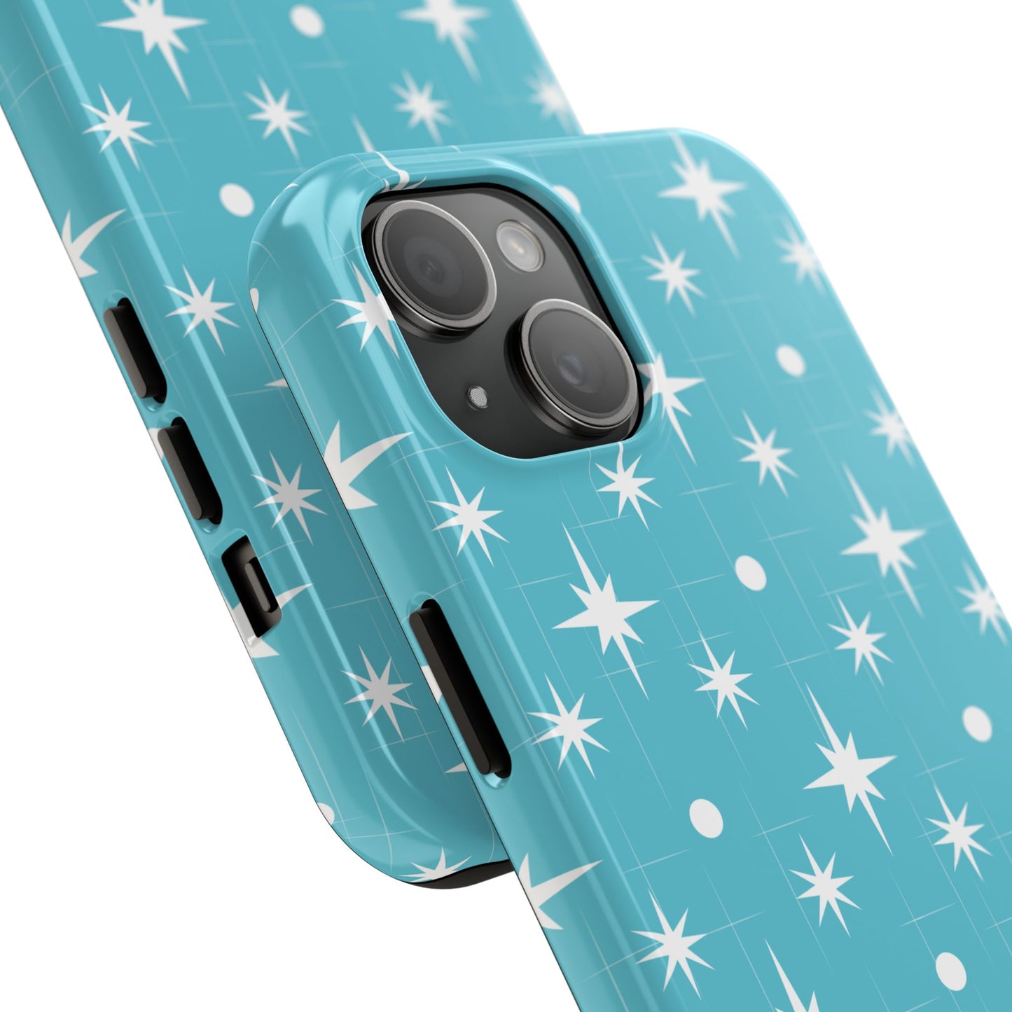 1950s Retro Star Pattern on Blue Tough iPhone Cases