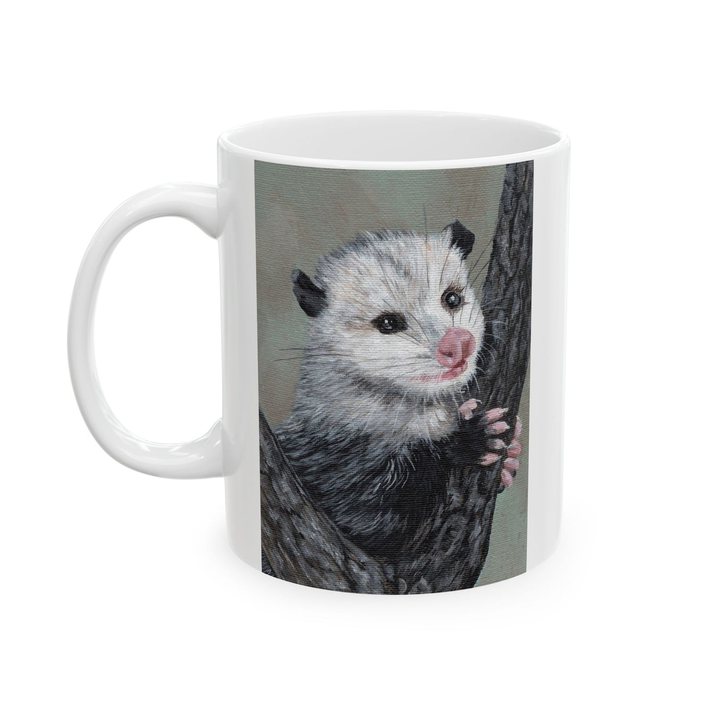 Opossum Art Ceramic Mug — Cute Wildlife Tree-Climbing Possum Coffee Cup (11oz/15oz)