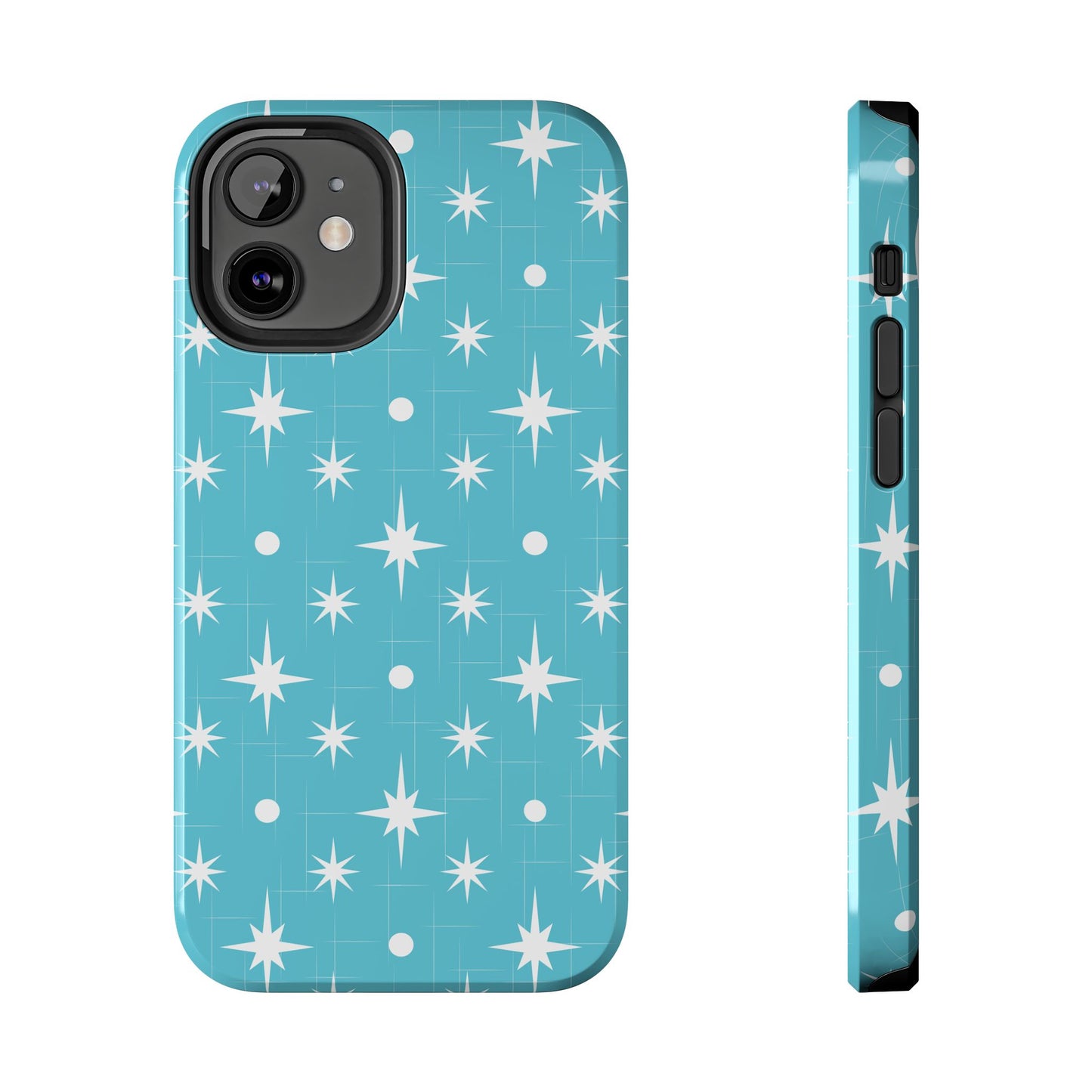 1950s Retro Star Pattern on Blue Tough iPhone Cases