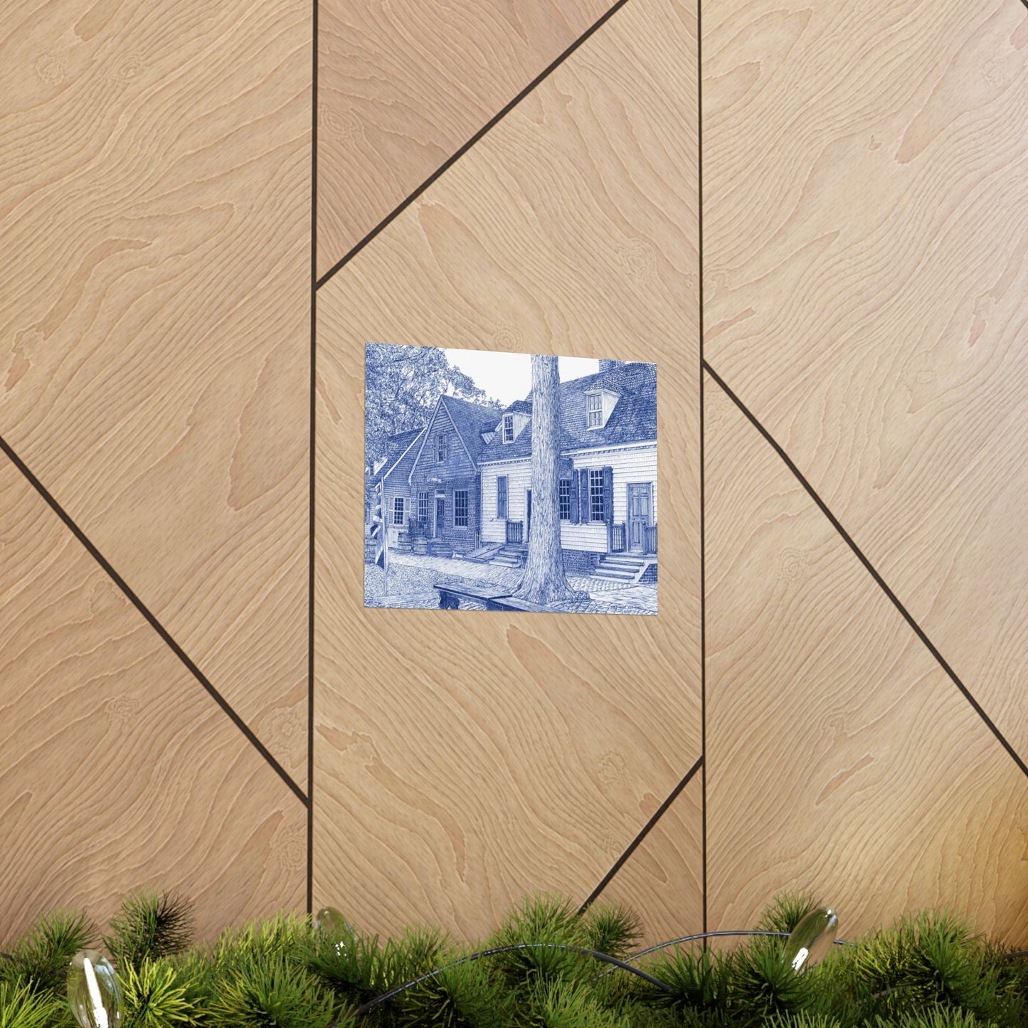 Colonial Williamsburg's Millinery Row Poster in Blue — Matte Horizontal Wall Art