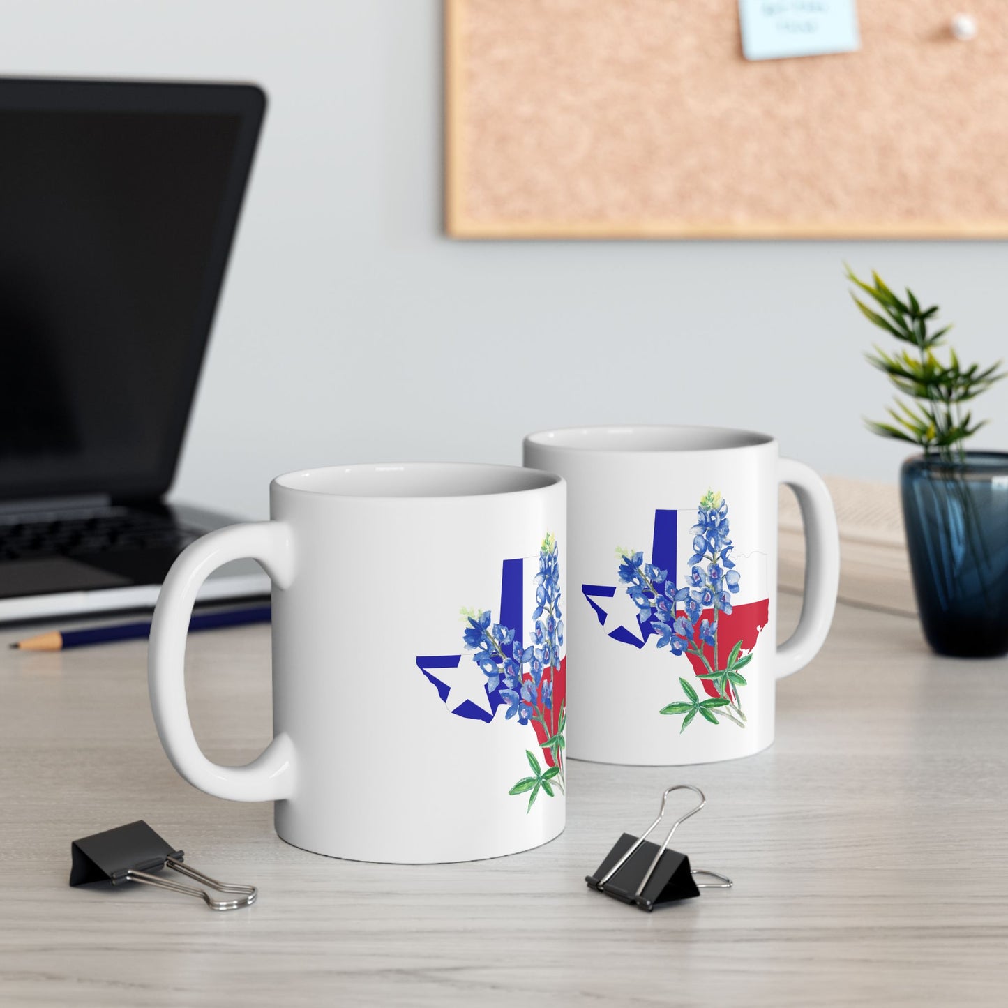 Texas Flag Floral Ceramic Mug — Bluebonnet State Pride Coffee Cup (11oz & 15oz)