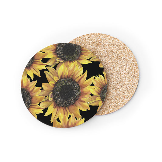 Sunflowers on Black Coasters