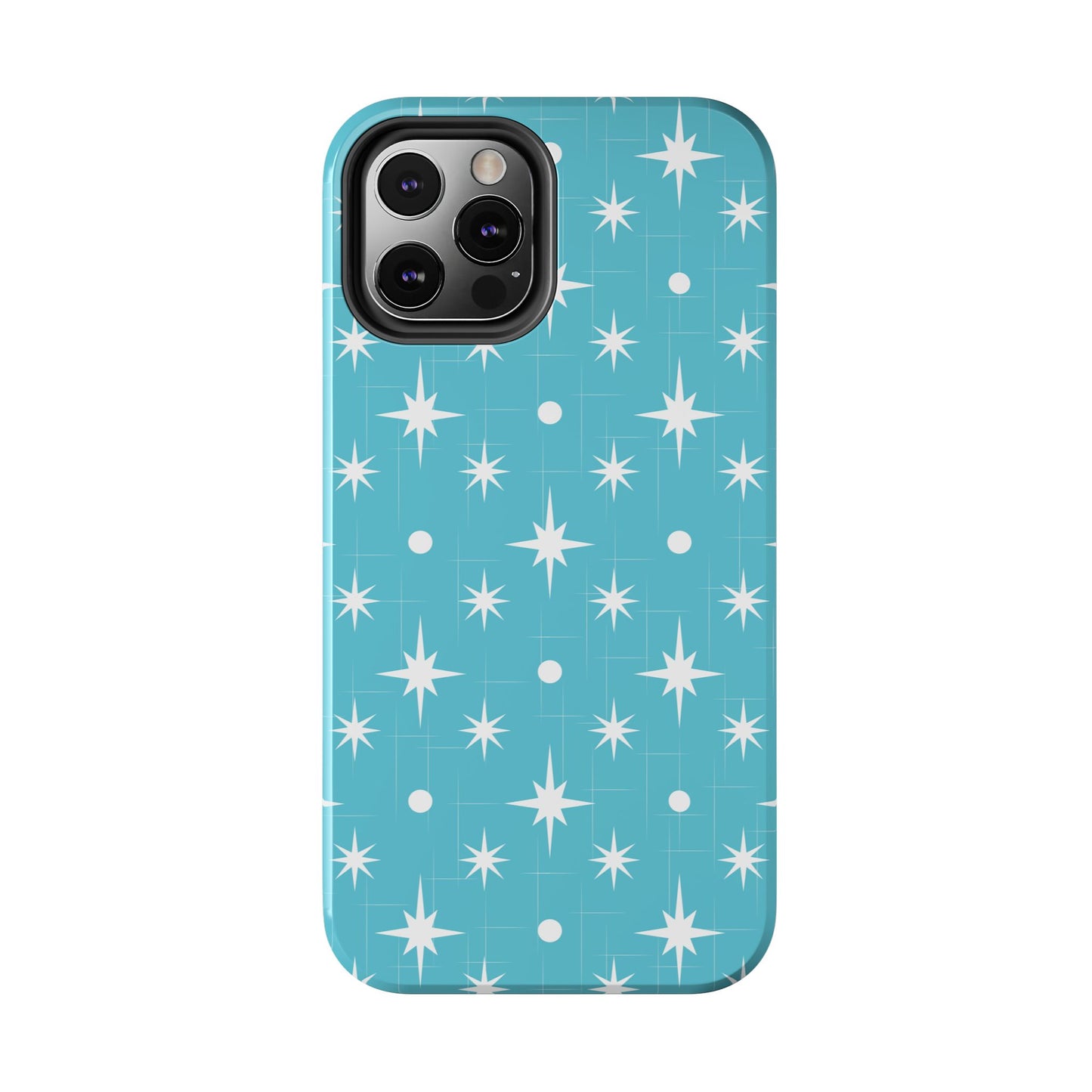 1950s Retro Star Pattern on Blue Tough iPhone Cases