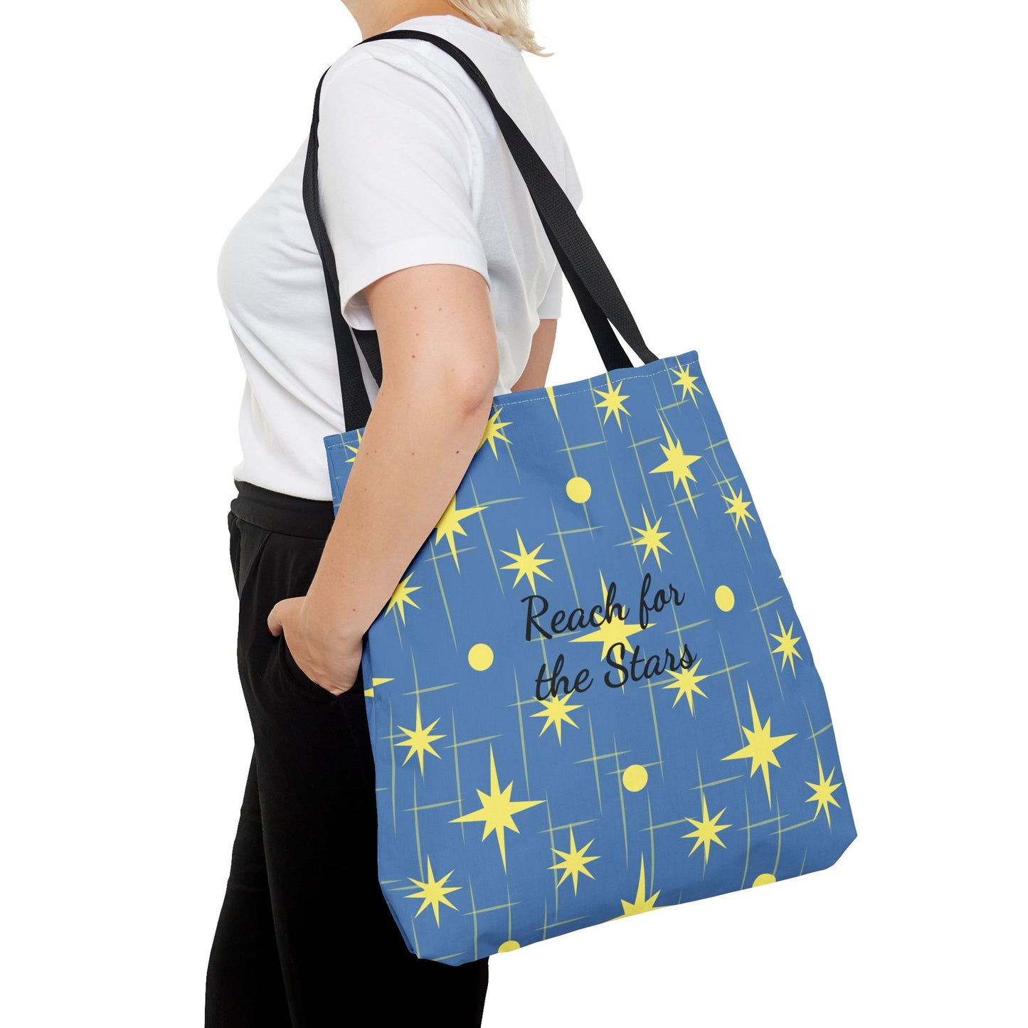 Reach for the Stars Tote Bag — Inspirational Star Pattern All-Over Print