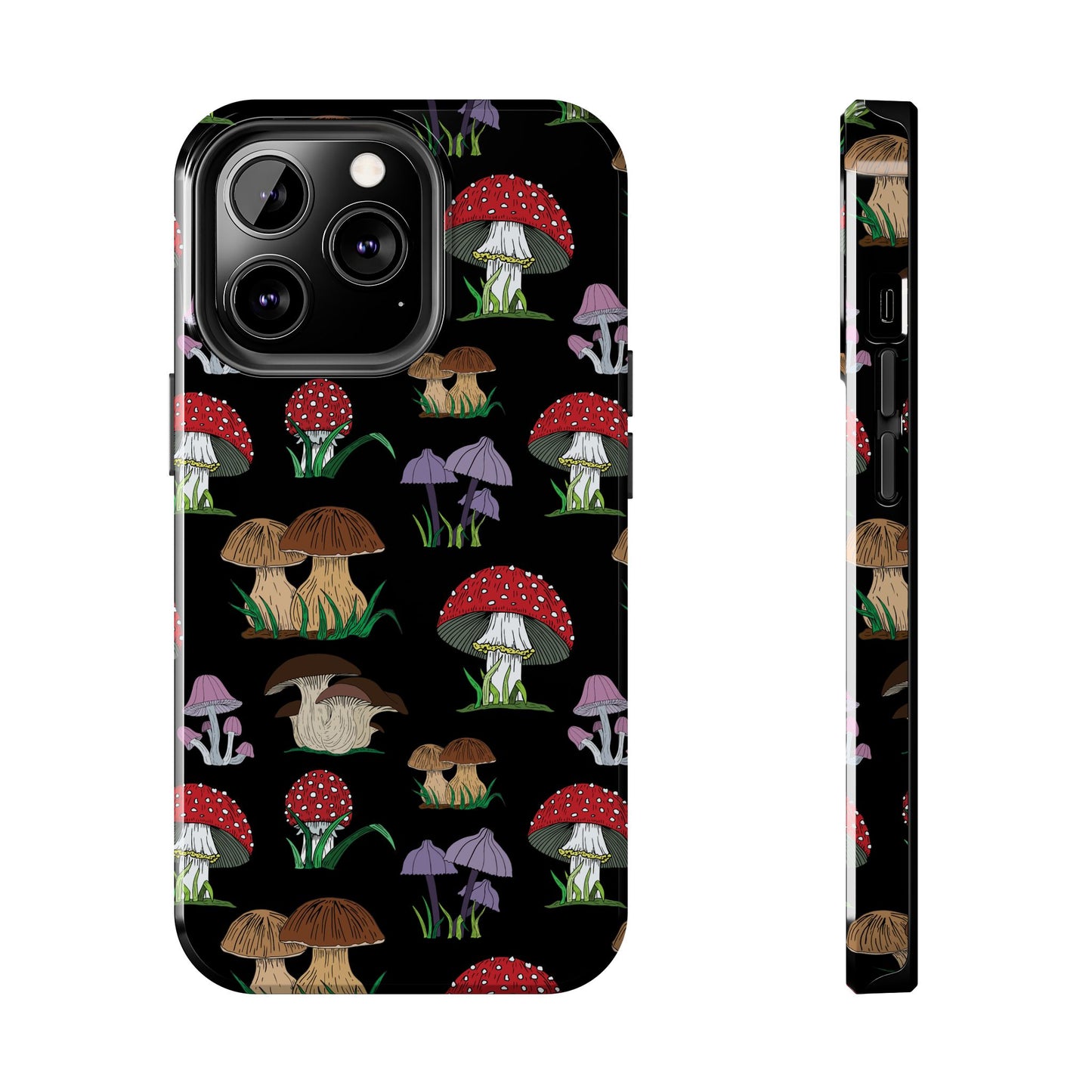 Mushroom Pattern on Black Tough iPhone Cases