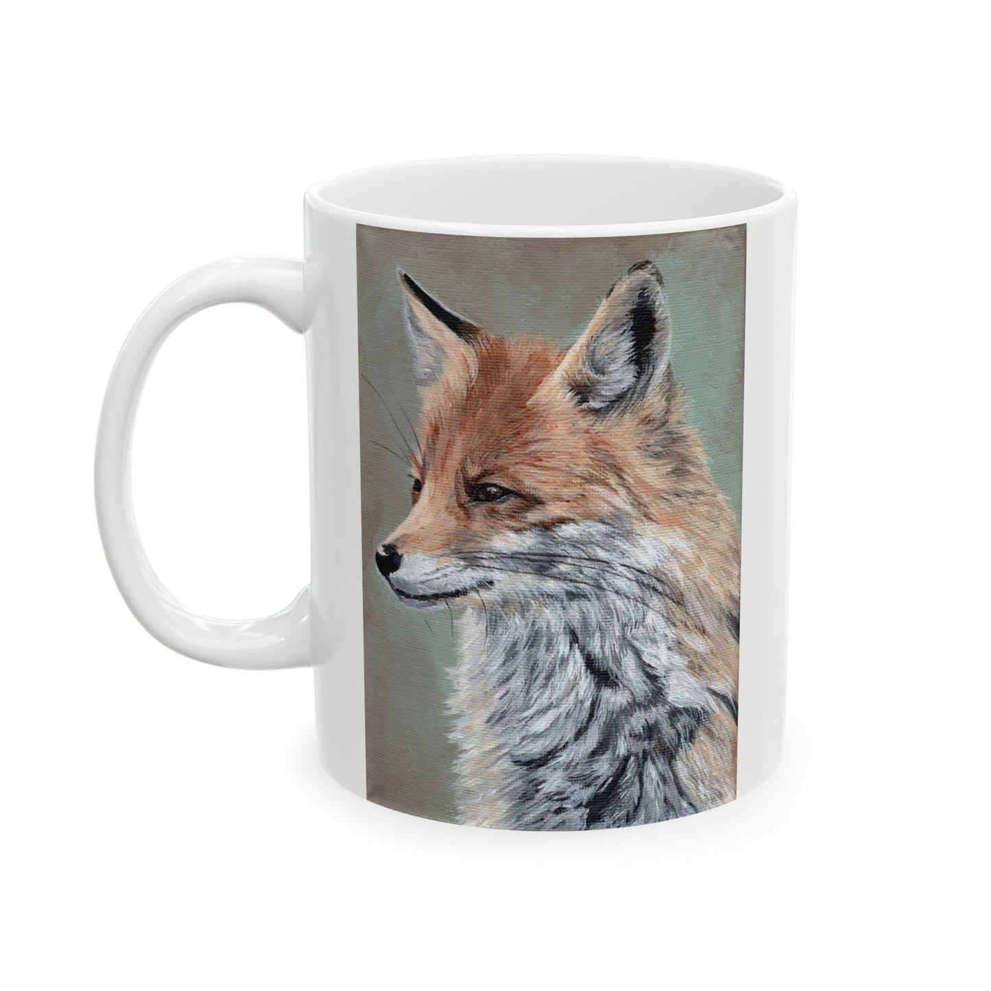 Fox Portrait Ceramic Mug — Rustic Wildlife Coffee Cup (11oz & 15oz)